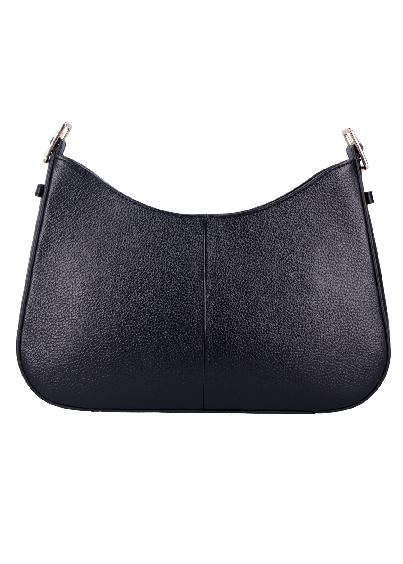 Black leather women's shoulder bag TORES-1348-9I(Z26), product view from the back on a white background.
