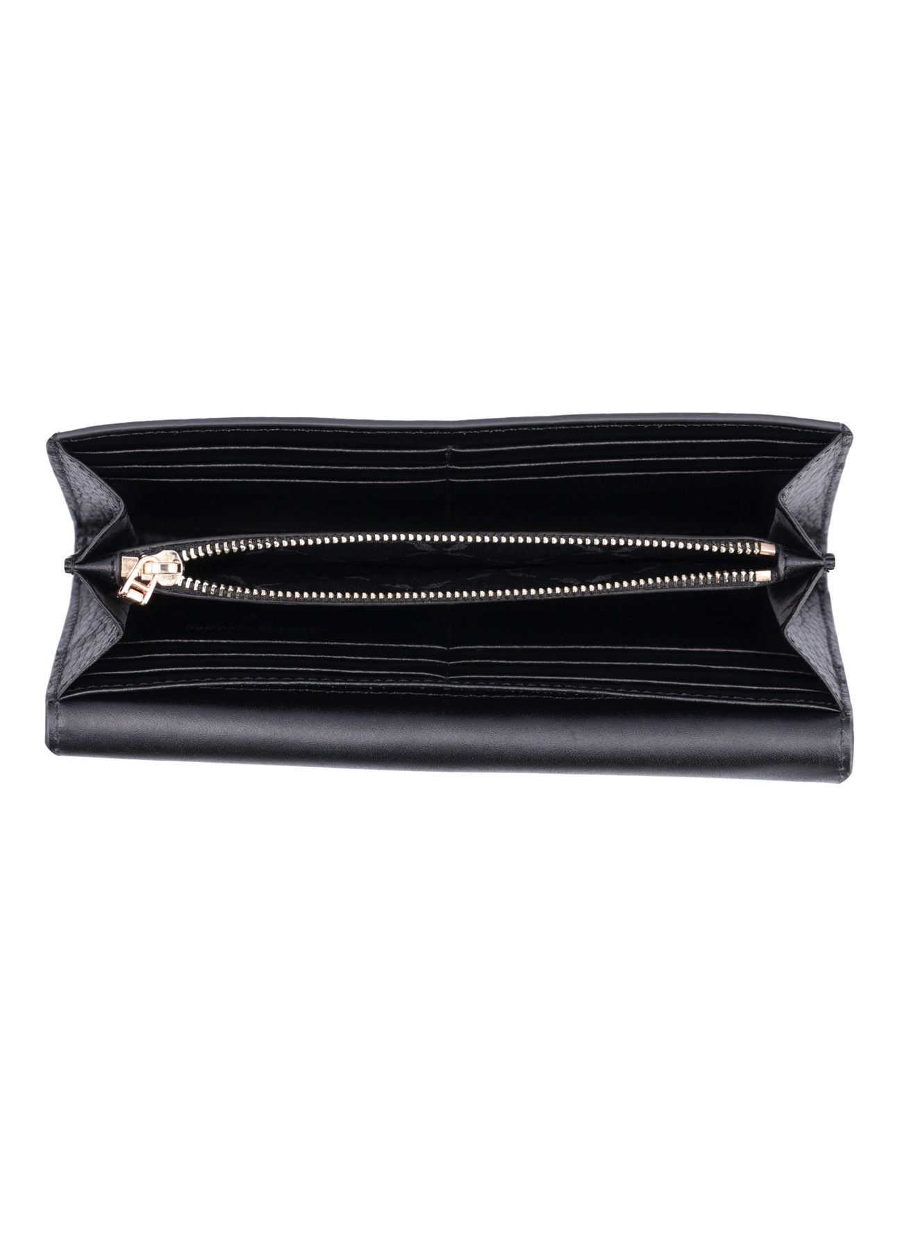 Black small women's wallet PORES-1017-9I(Z26), product view inside on white background.