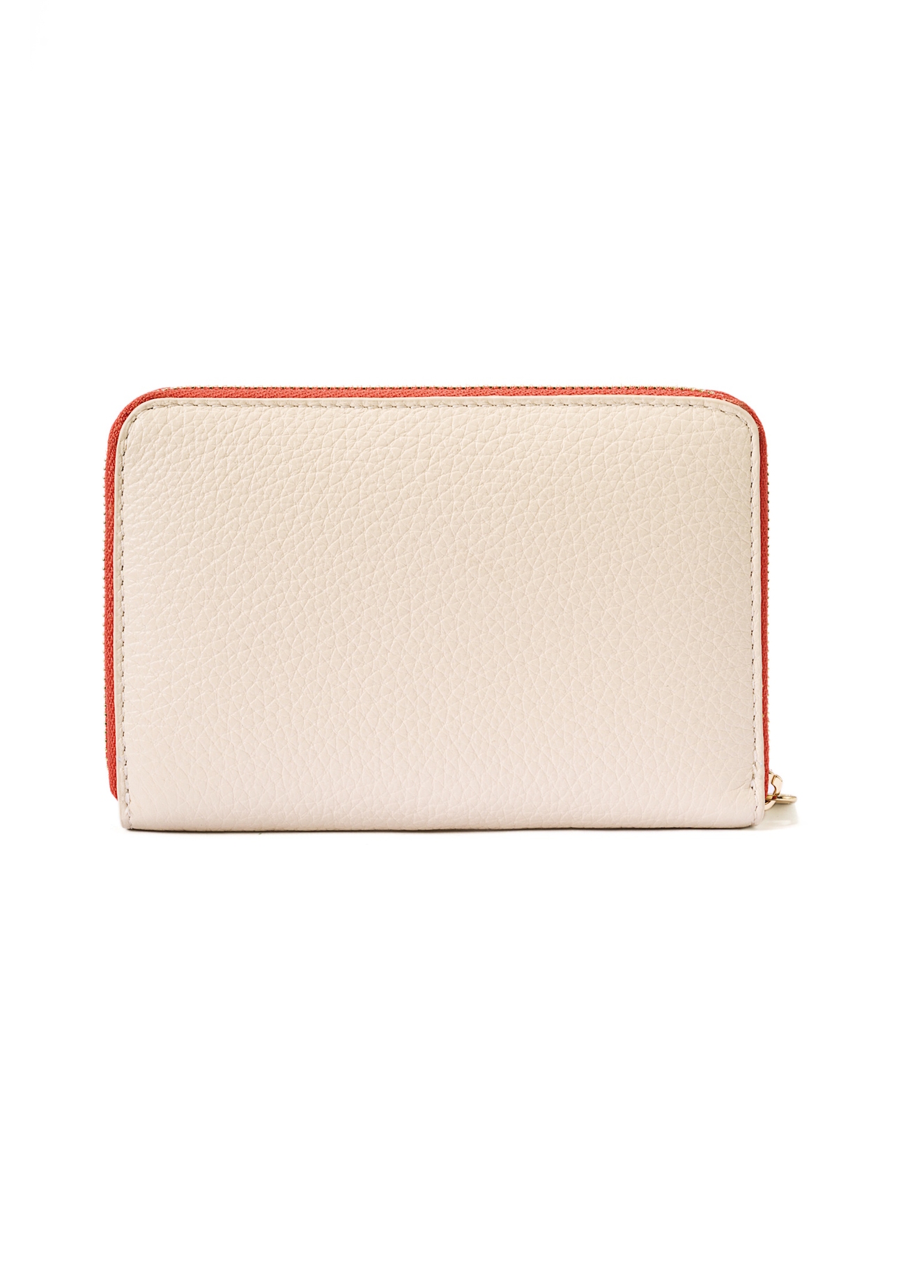Cream women's wallet made of genuine leather PORES-0944F-16(W25), product view from the back on a white background.