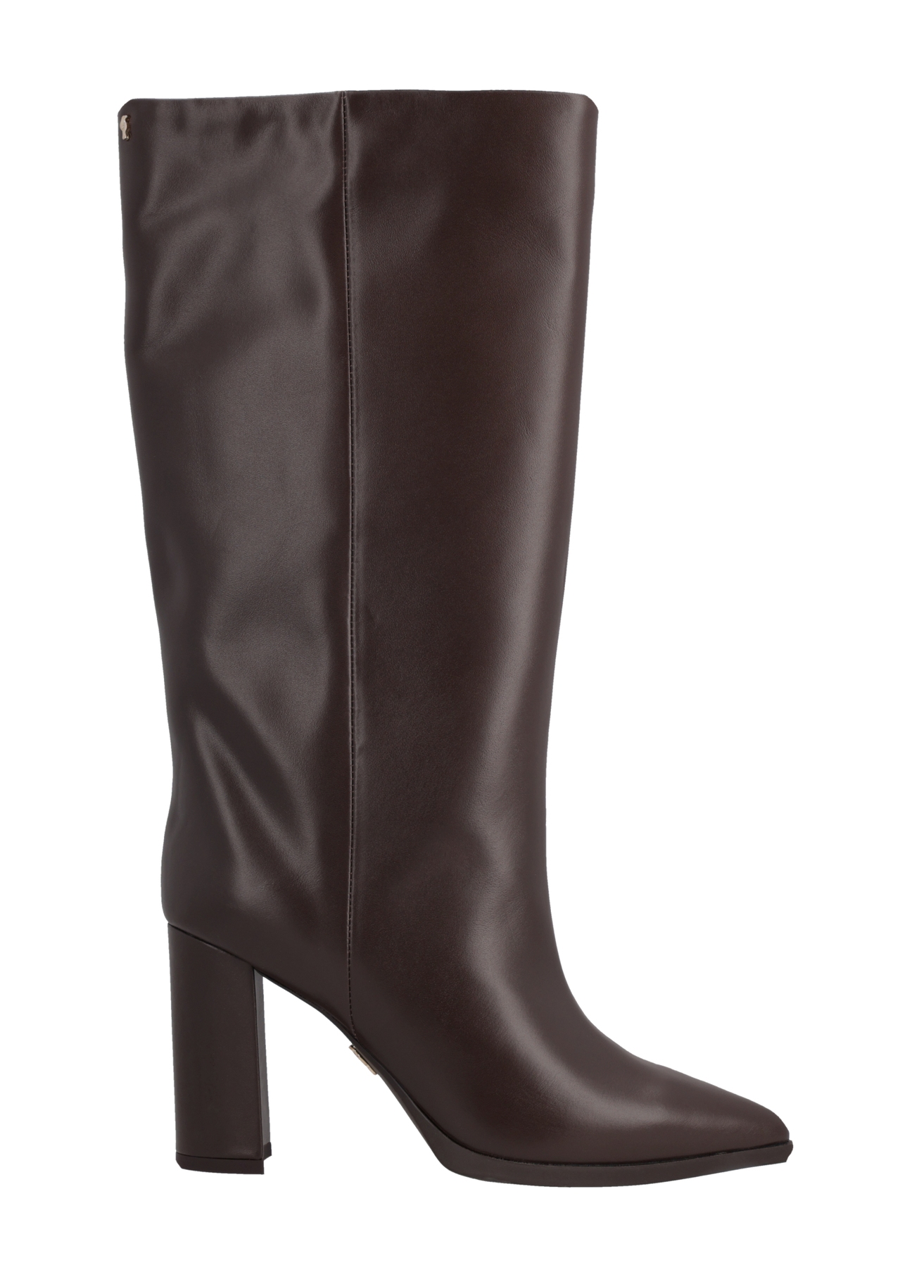 Dark brown leather women's boots BUTYD-1334-1I(Z26), side view of the product on a white background.