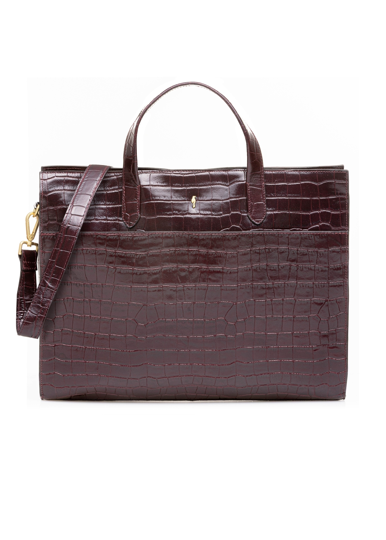 Burgundy large croco leather handbag TORES-1132E-49(Z25)