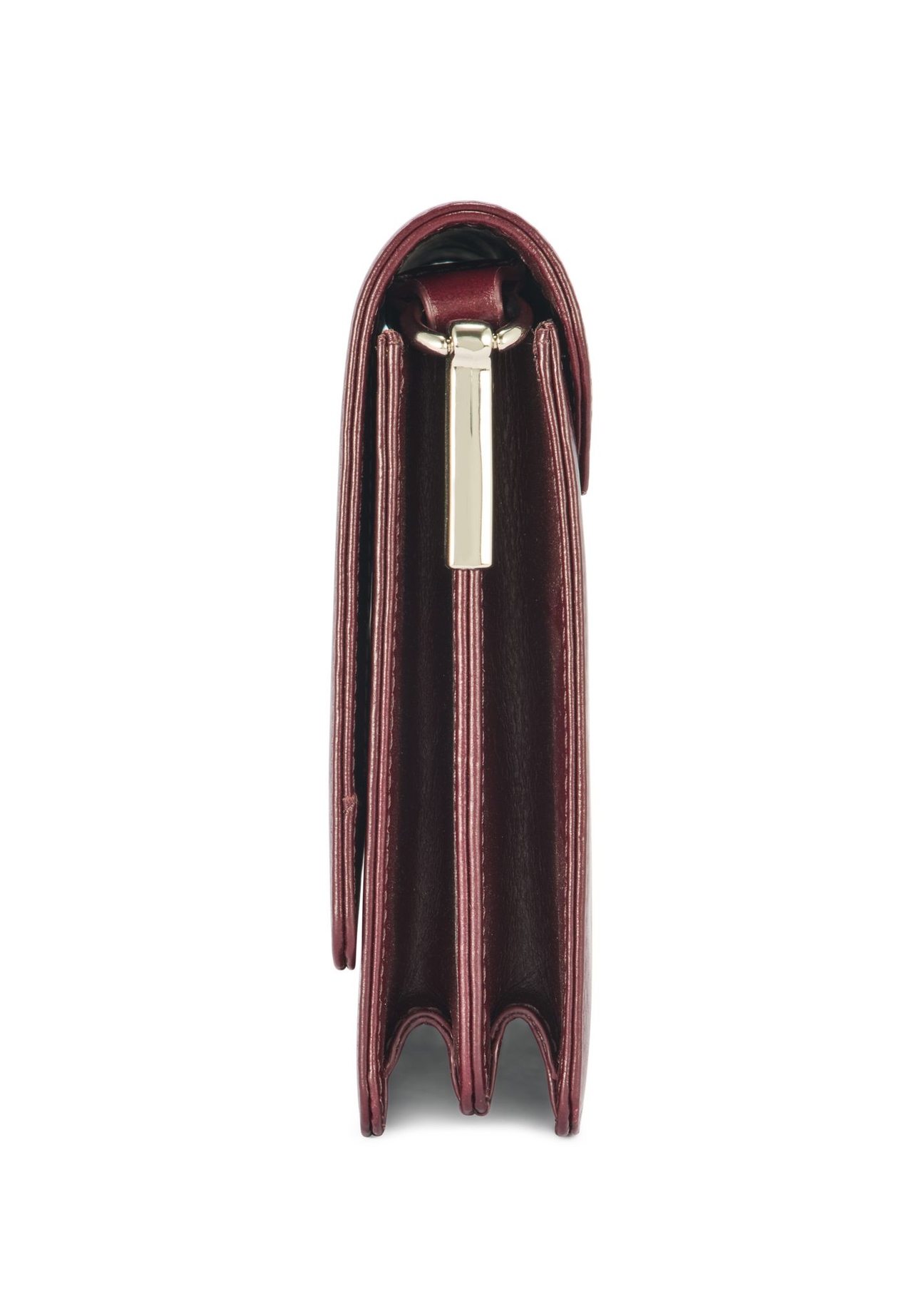 Women's leather handbag in burgundy color TORES-1189-49(Z25) - side view of the product on a white background.