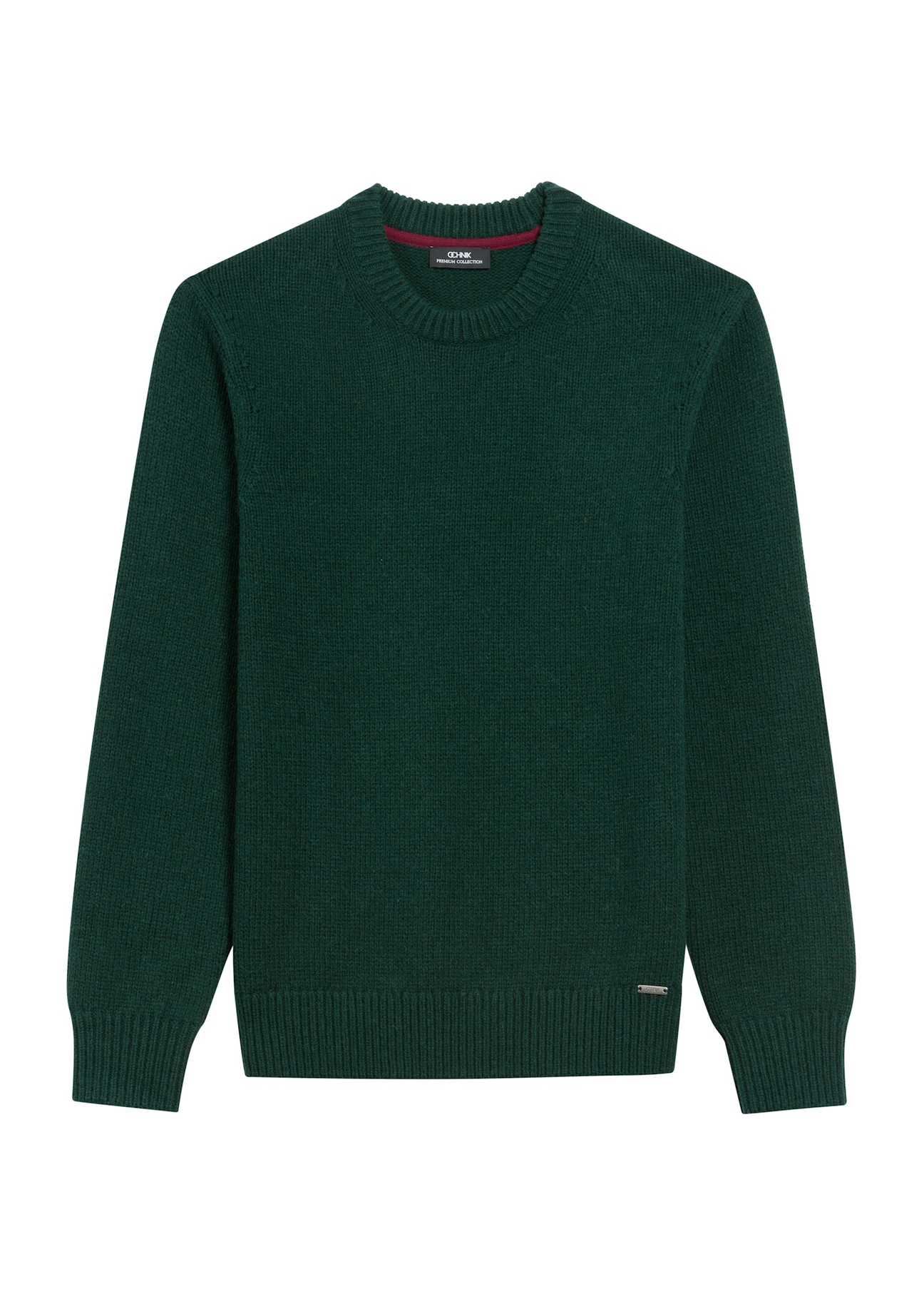 Dark green men's sweater SWEMT-0172-54(Z25), front product view on white background.