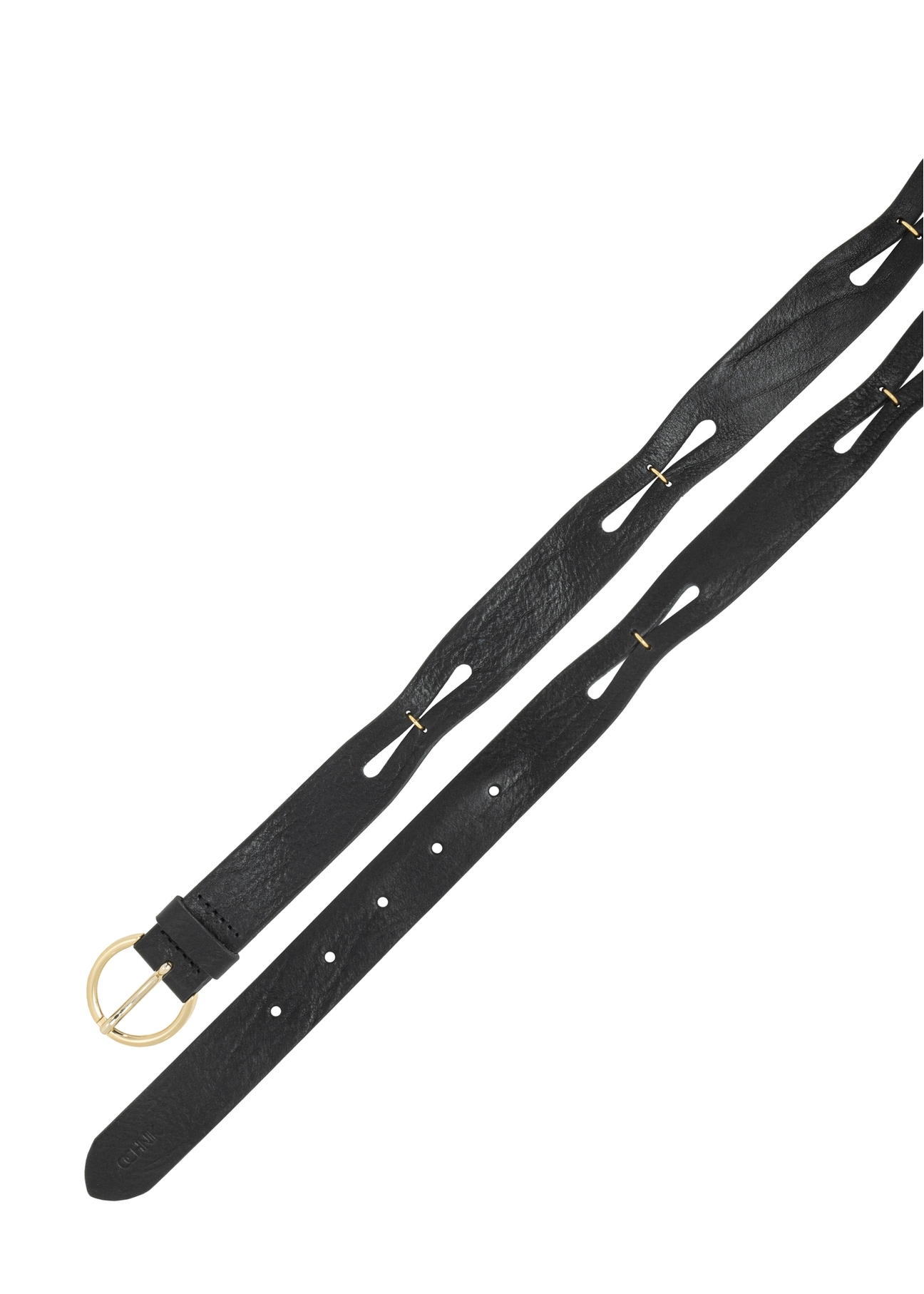 Black leather women's belt PASDS-0342-99(W26)