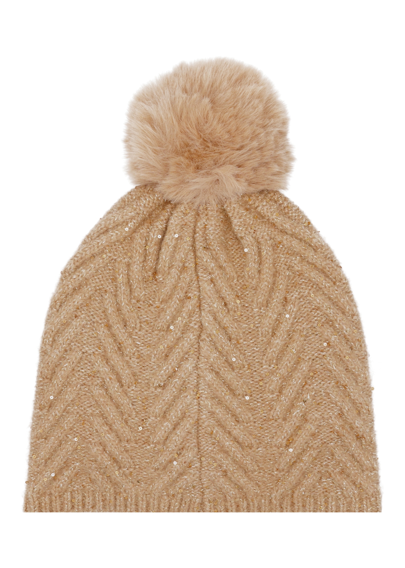 Beige hat and scarf set ZESTD-0014-1A(Z26), rear view of the hat on a white background.