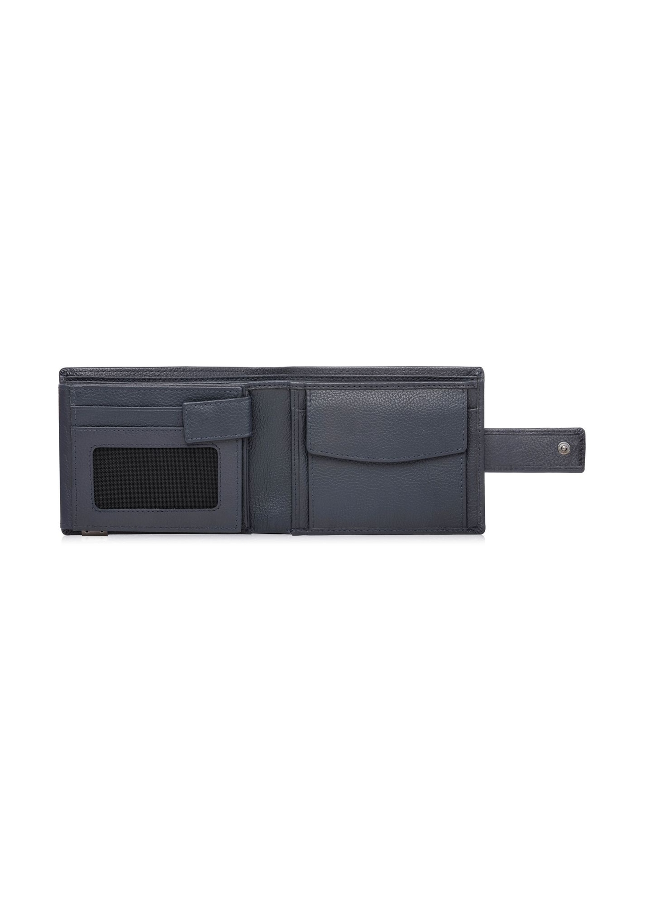 Men's leather wallet in navy blue PORMS-0694-7E(W26) - product view from above, on a white background.