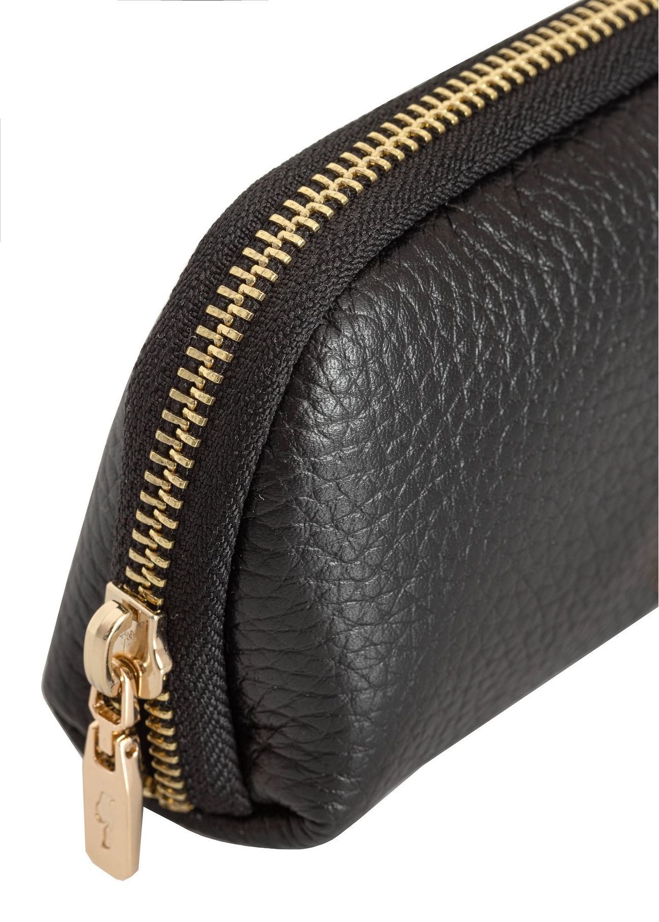 Small black women's leather wallet PORES-0905G-99(Z25) - close-up of detail on white background.