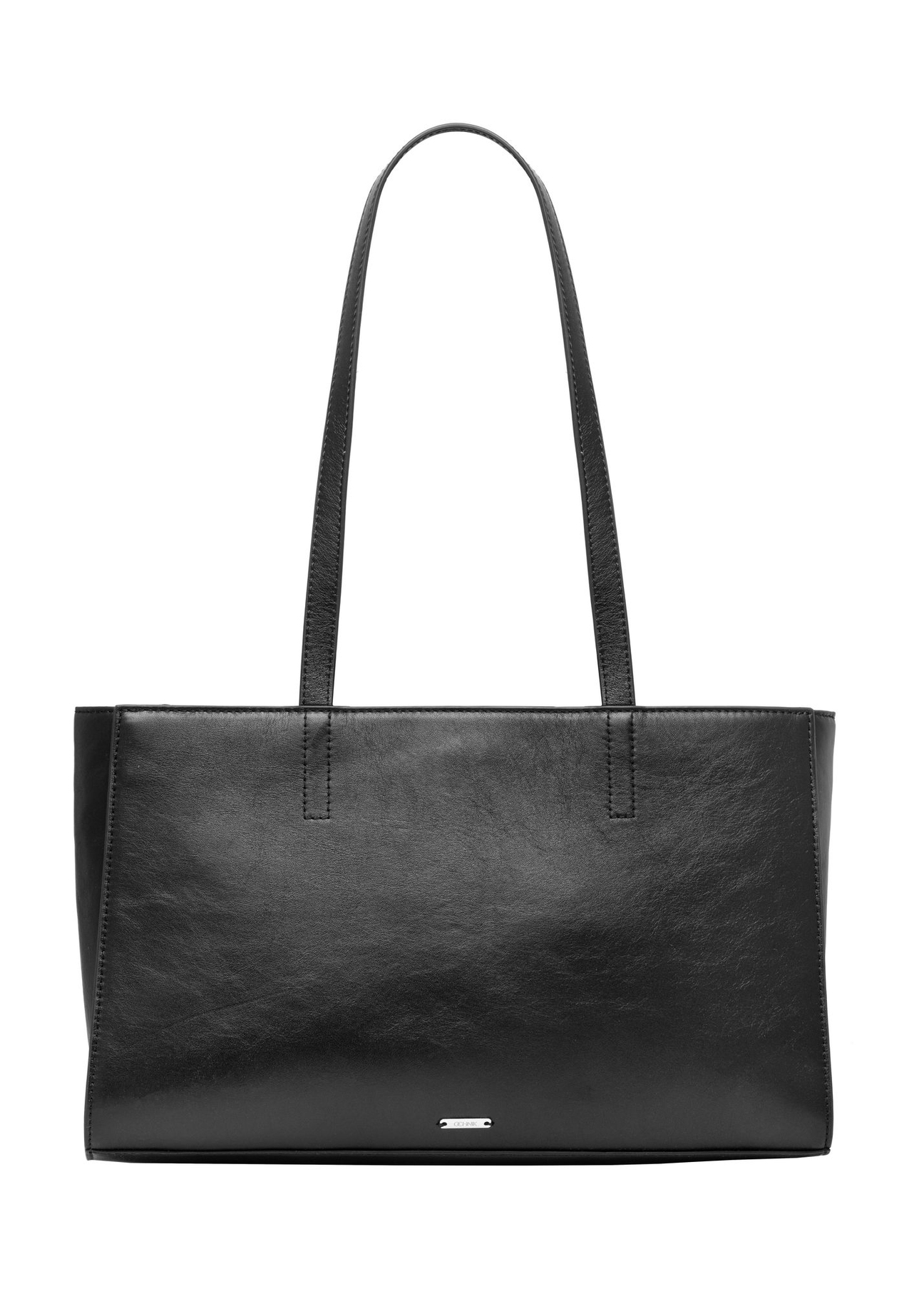 Black leather women's laptop bag TORES-1343-99(Z26) - front product view, on white background.