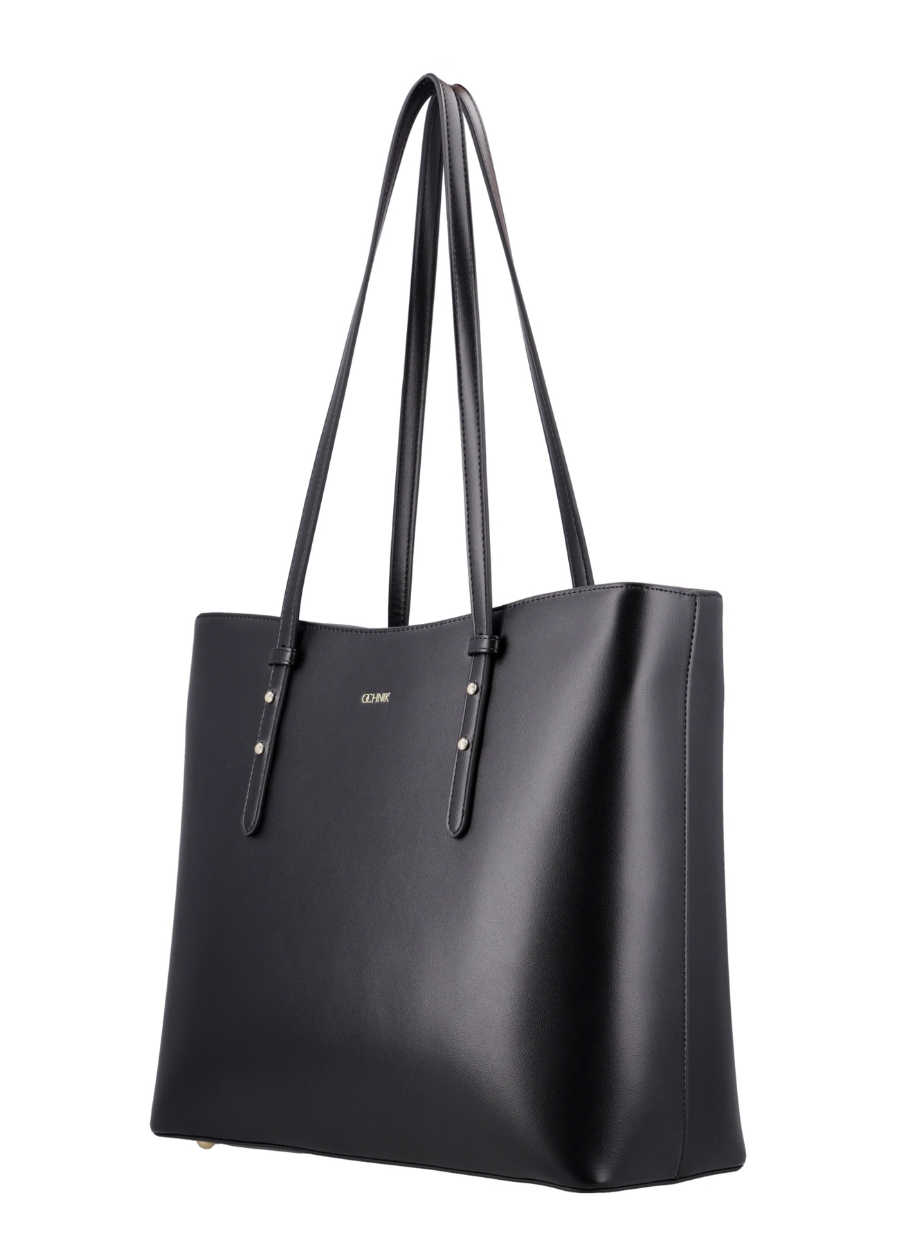 Large black women's shopper bag TOREC-1309-99(Z26), angled product view on a white background.