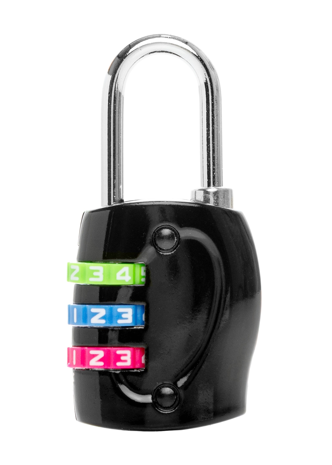 Black combination padlock AW-015-0005-99(W26), product back view on white background.