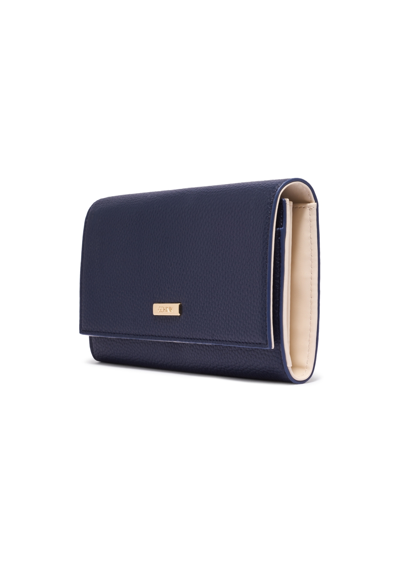 Navy blue women's wallet with cream interior POREC-0439-7E(Z26)