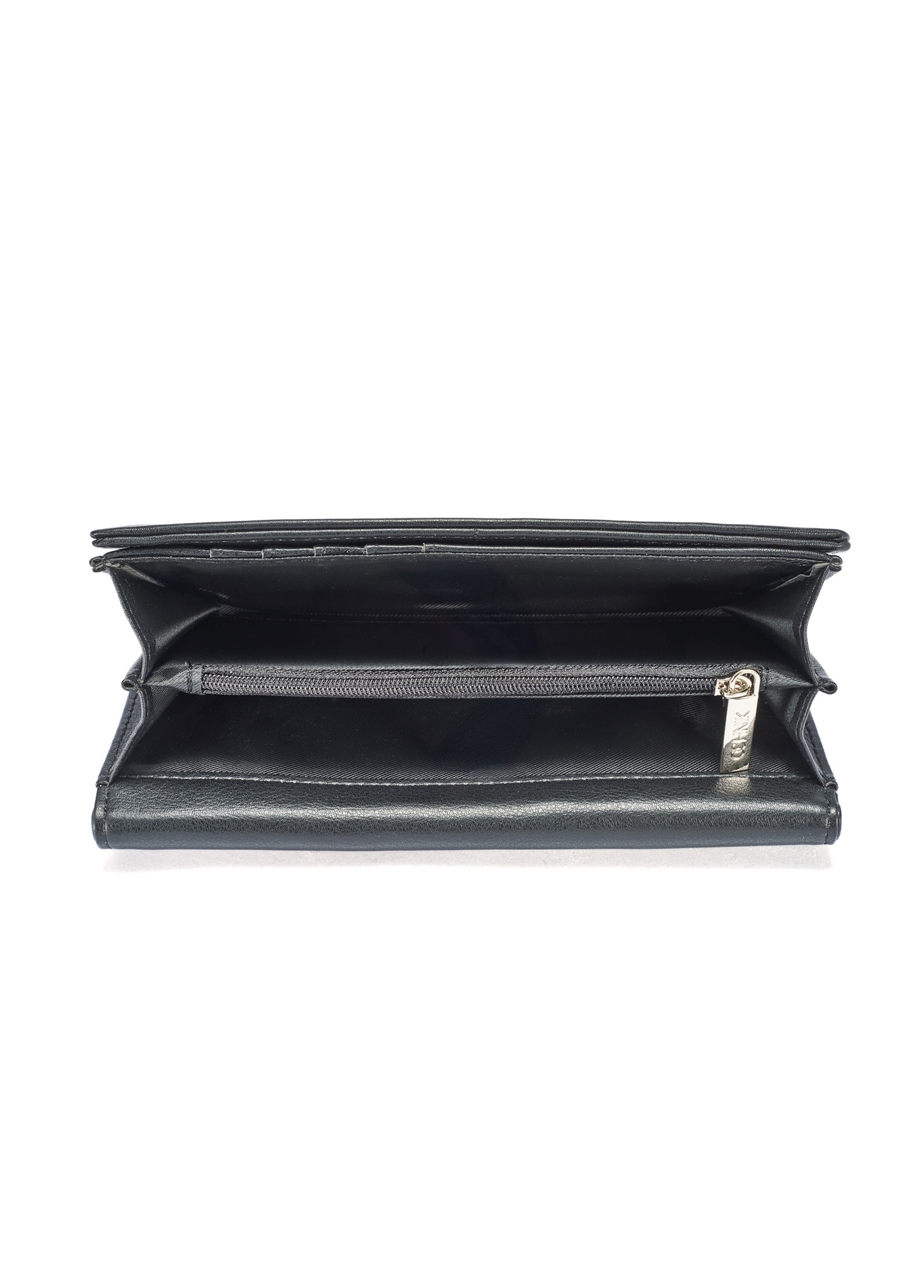 Large black women's wallet POREC-0411-99(W25), product view inside on white background.