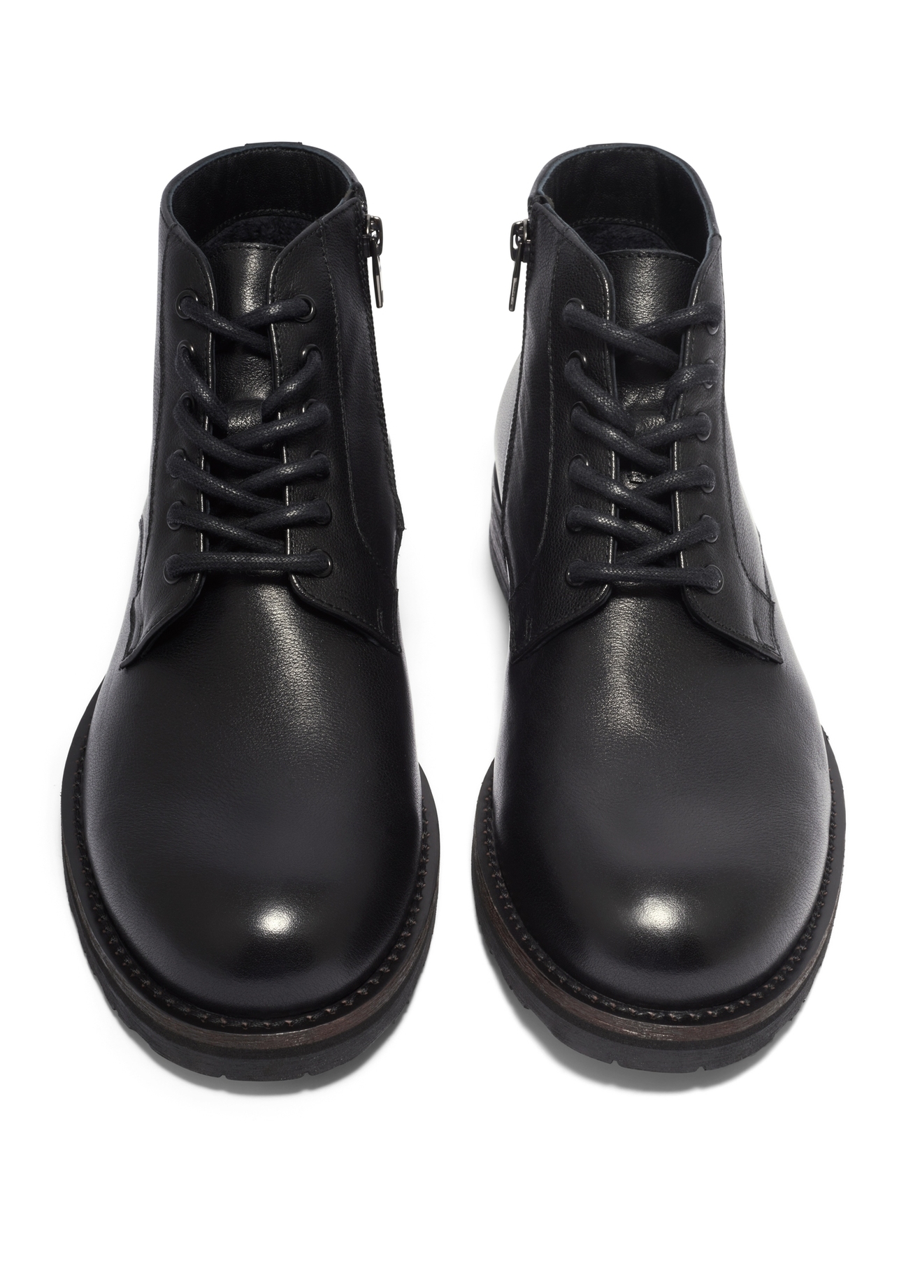 Men's black leather ankle boots BUTYM-0554-99(Z26), front product view on white background.