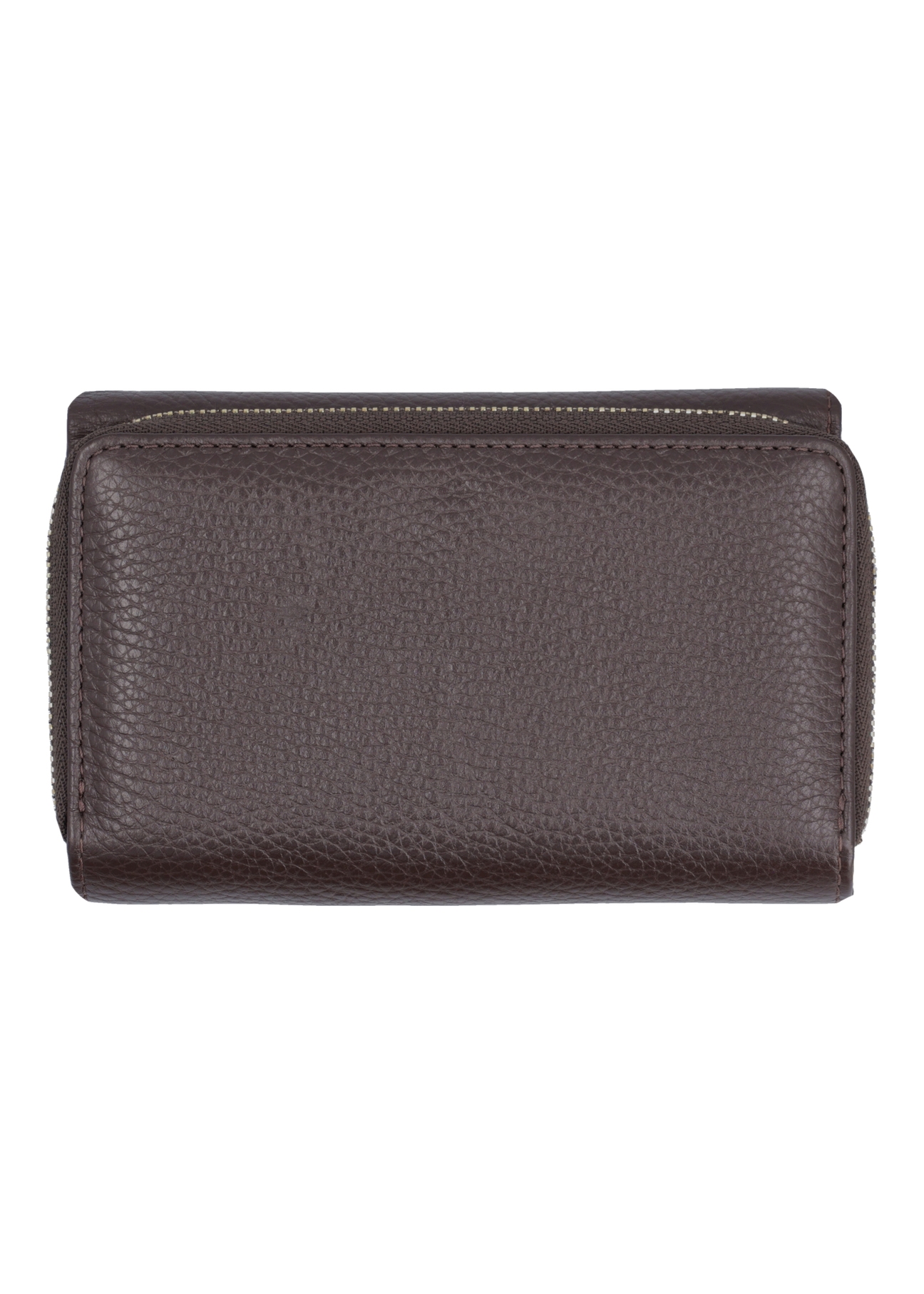 Large dark brown leather women's wallet PORES-0801R-1I(Z26), back view of the product on a white background.