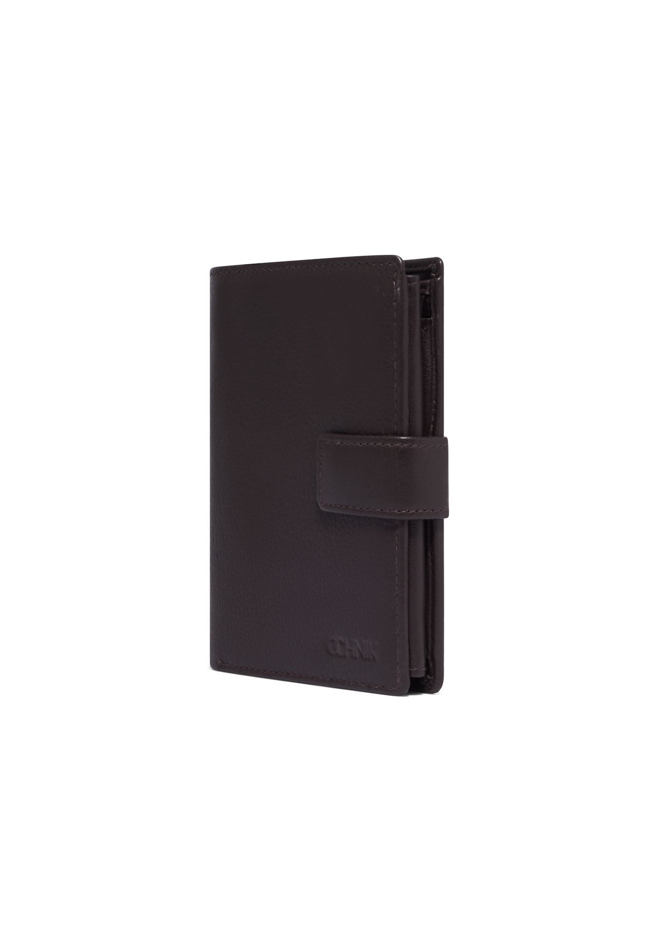 Brown men's wallet made of genuine leather PORMS-0710-1H(Z26), diagonal product view on a white background.