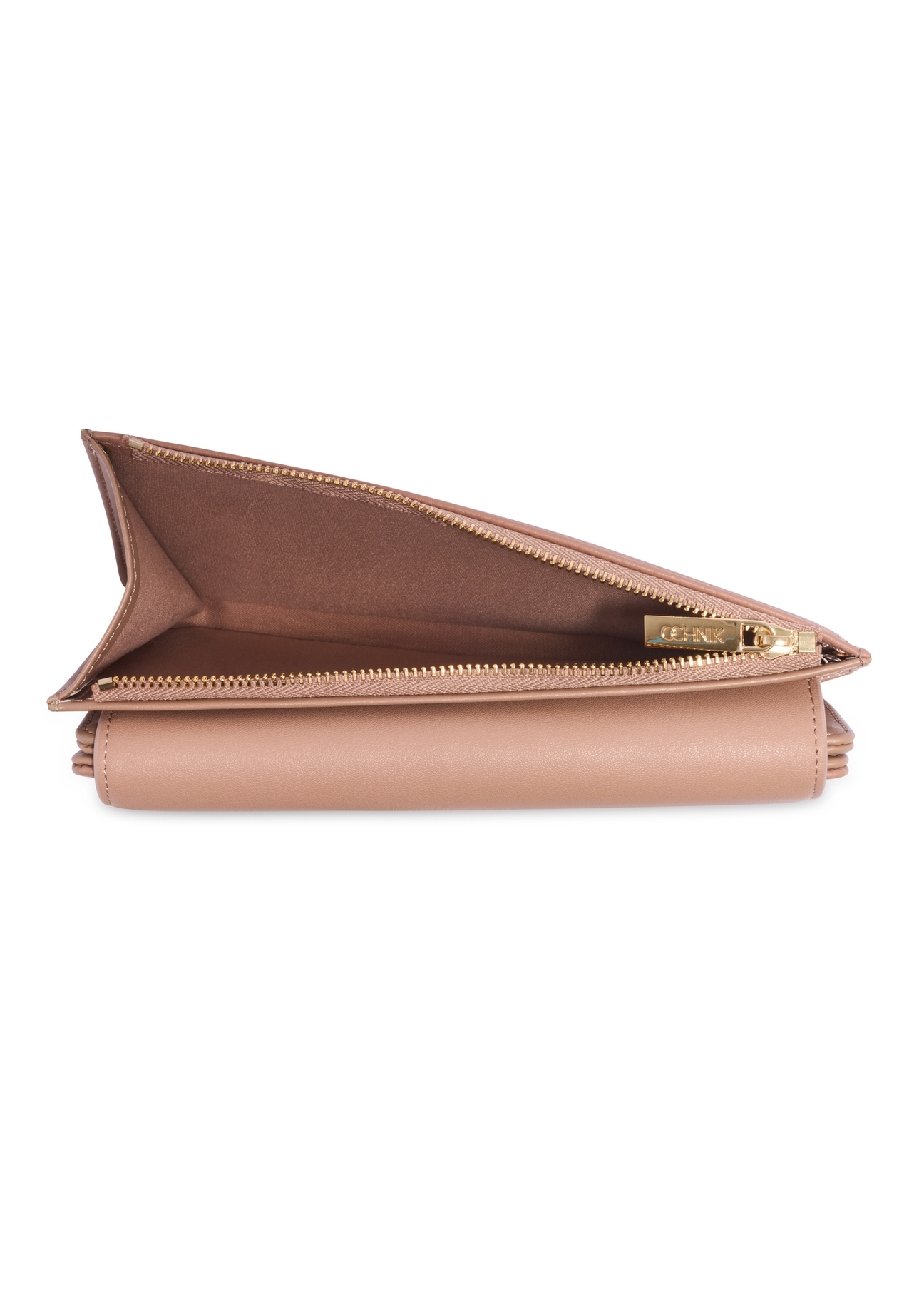Large beige women's wallet with logo POREC-0343A-1B(Z26), product views inside on a light background.