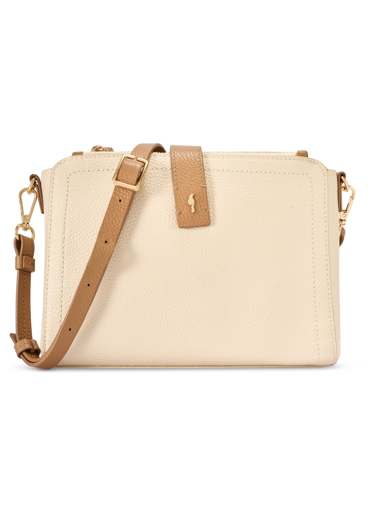 Cream leather shoulder bag TORES-1275-0B(W26) - front product view, on white background.