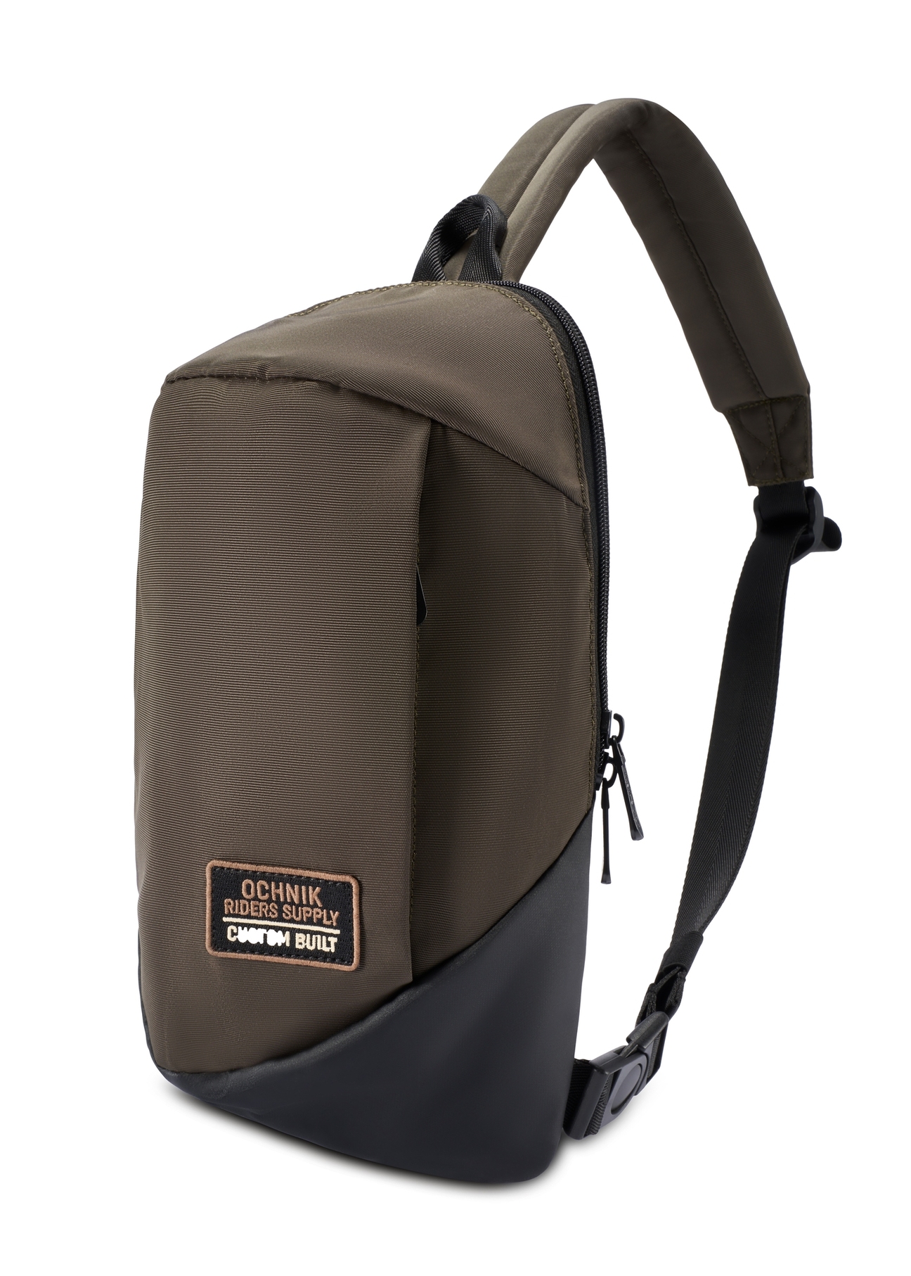 Men's khaki shoulder bag TORMN-0416-8D(W26) - diagonal product view, on a white background.