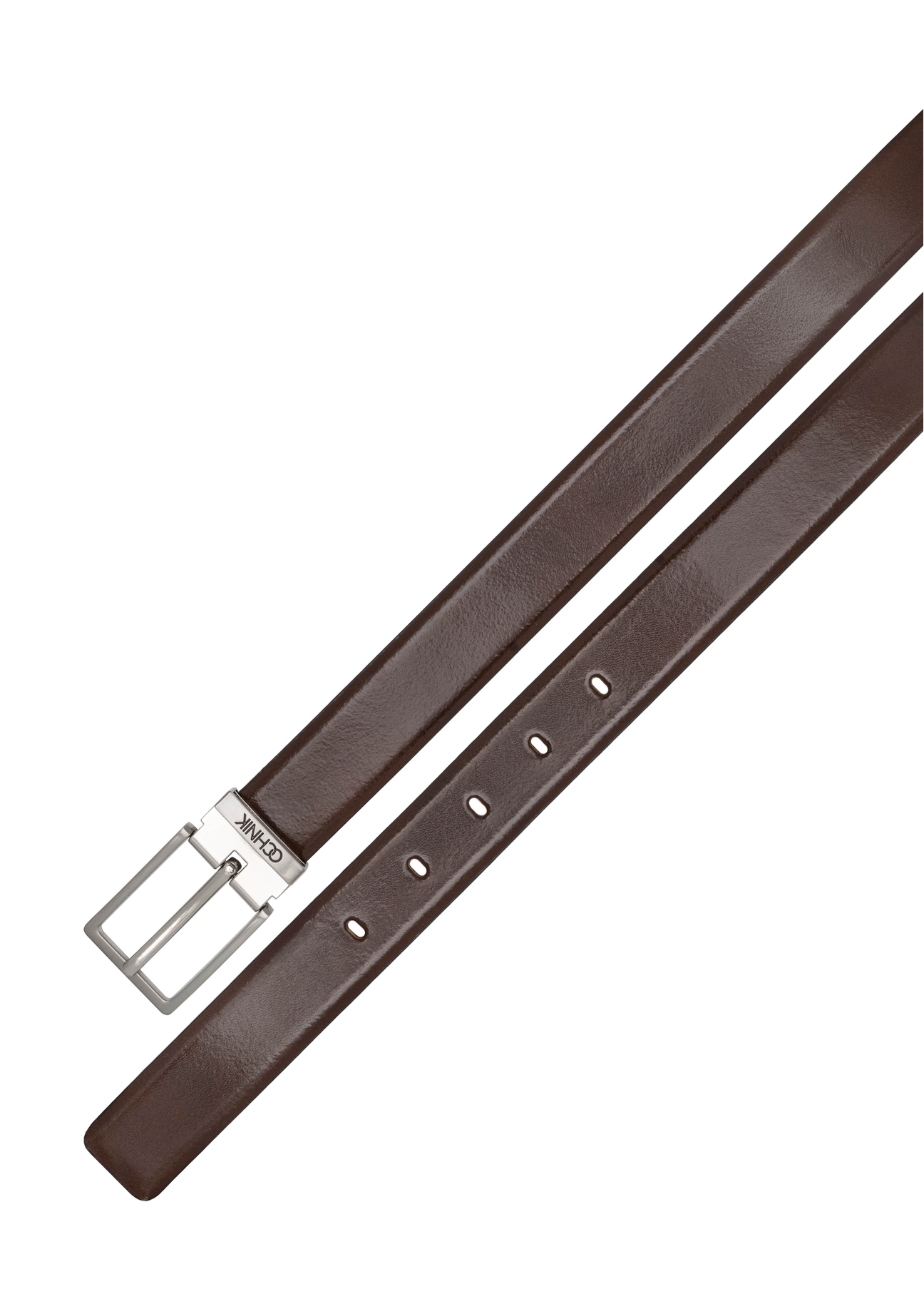 Men's brown leather belt PASMS-0263-89(W25), close-up of the product on a white background.