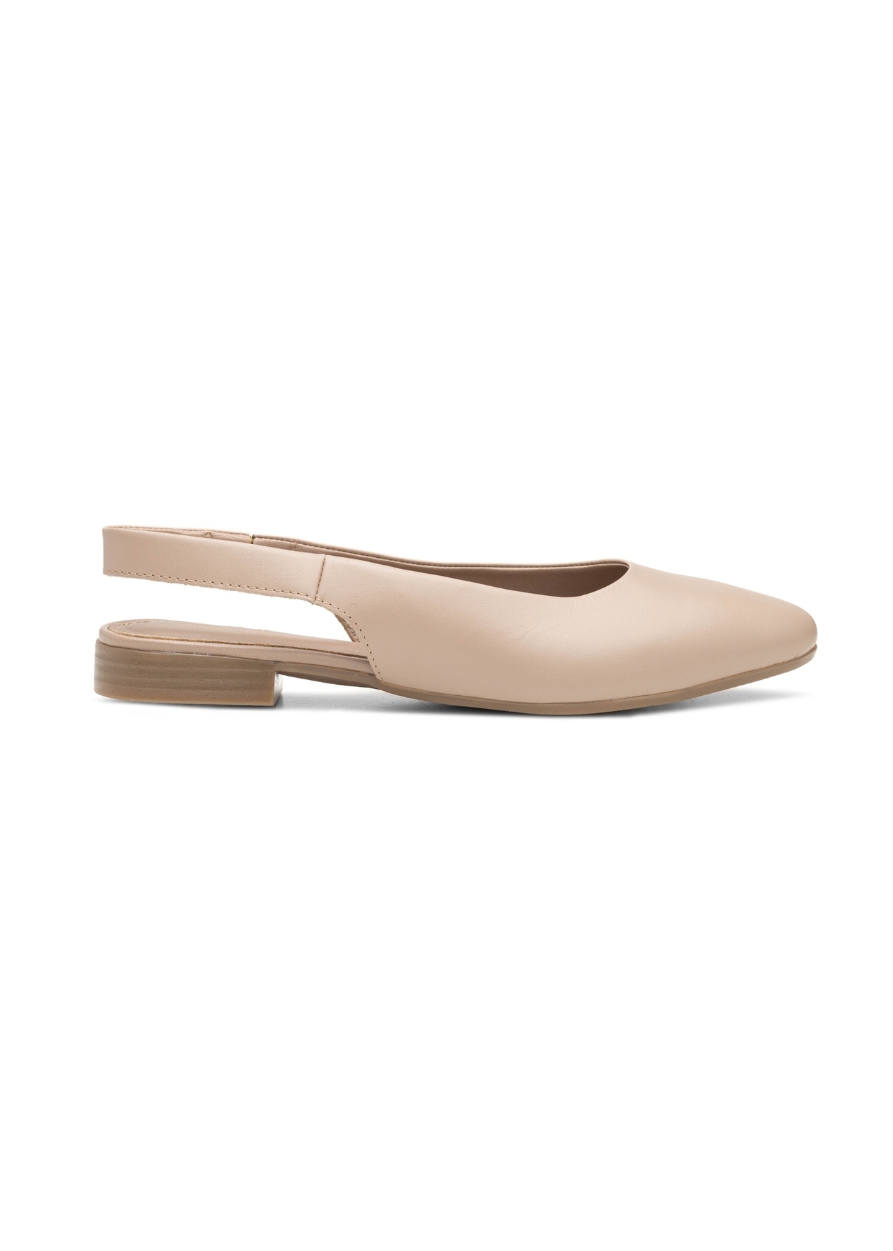 Beige women's ballet flats without a heel BUTYD-1246-1B(W26), side view of the product on a white background.