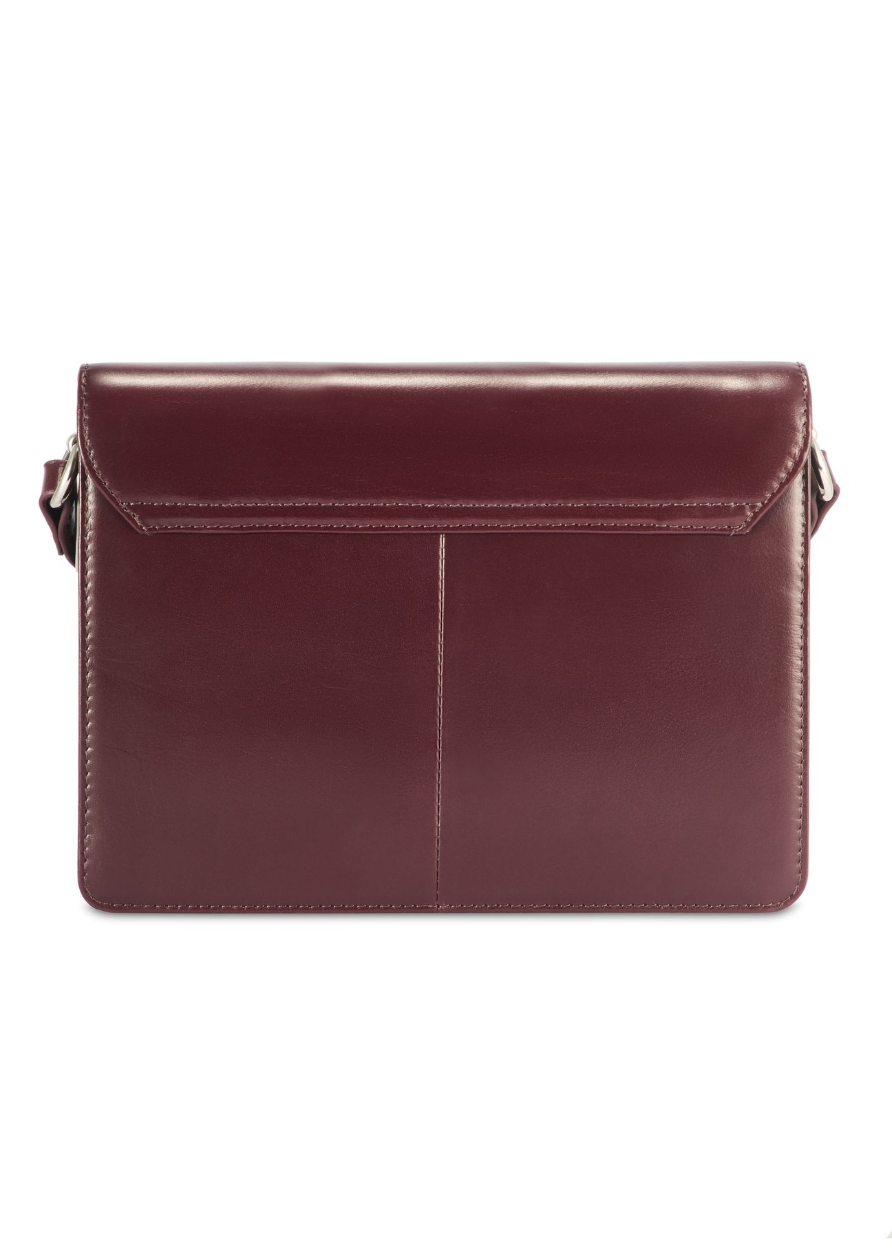 Women's leather handbag in burgundy color TORES-1189-49(Z25) - product view from the back on a white background.