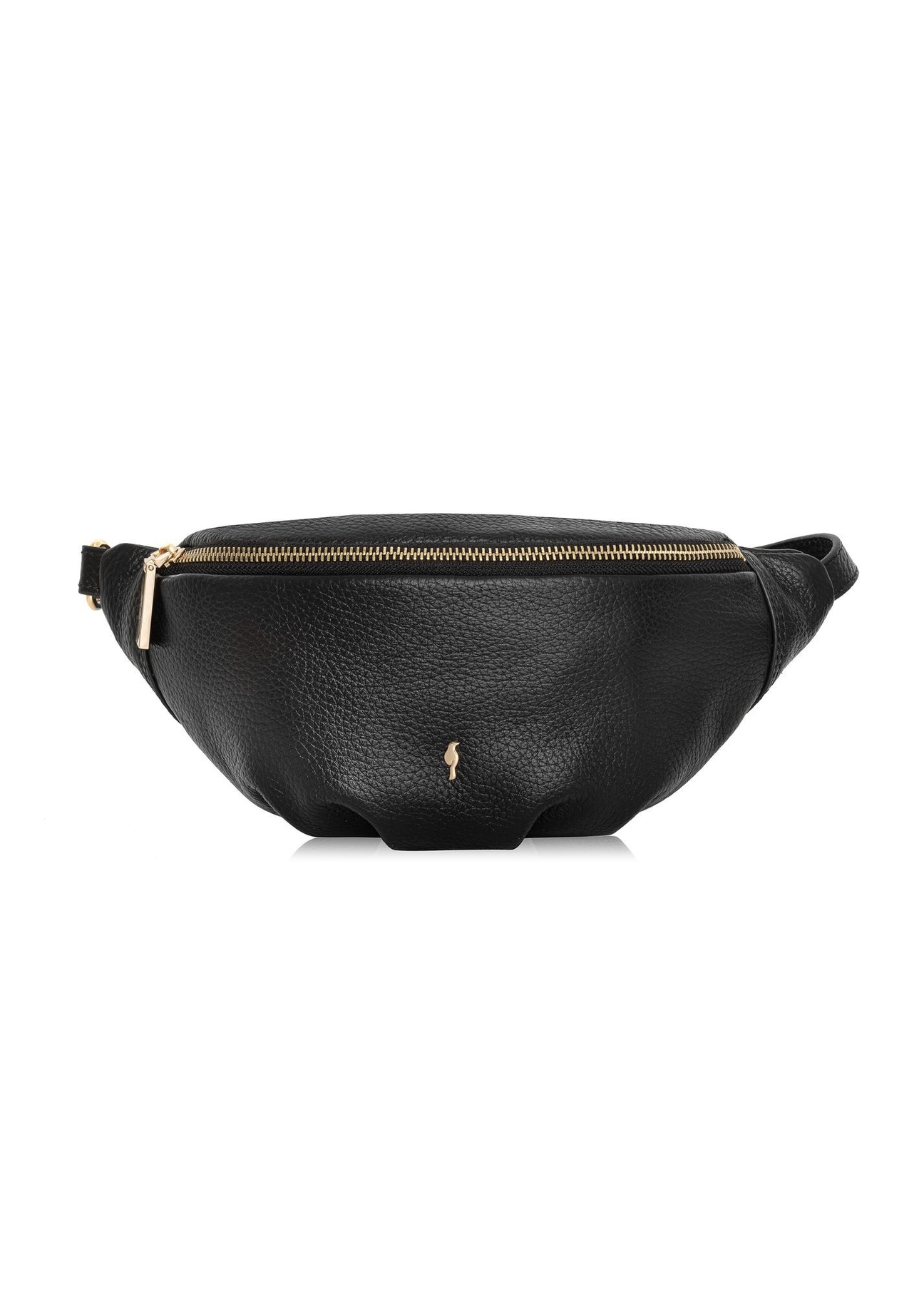 Women's leather black waist bag TORES-0894D-99(Z25) - front product view on white background.