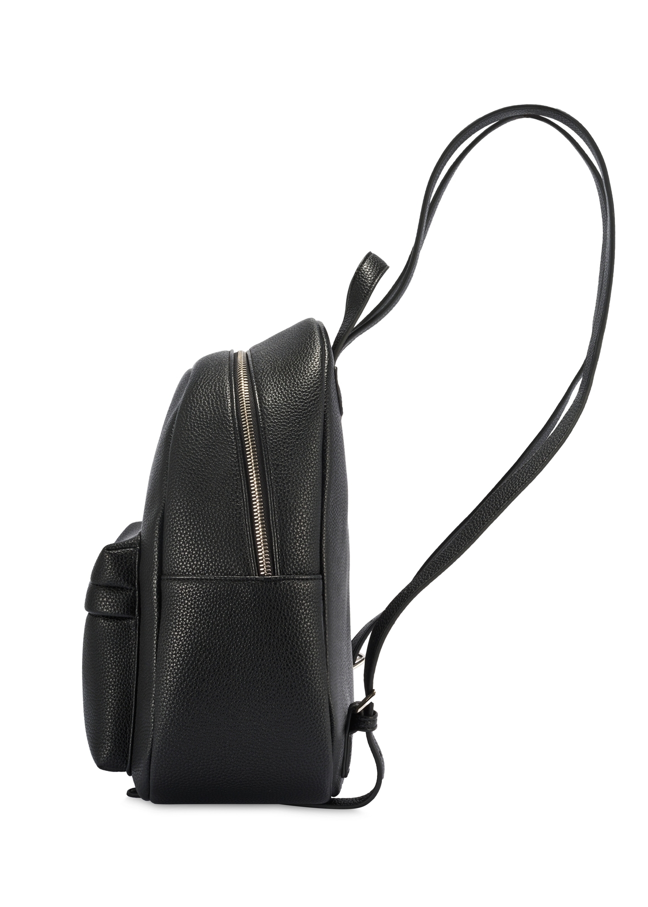 Black spacious women's backpack TOREC-1089-99(Z25), product view from the side on a white background.