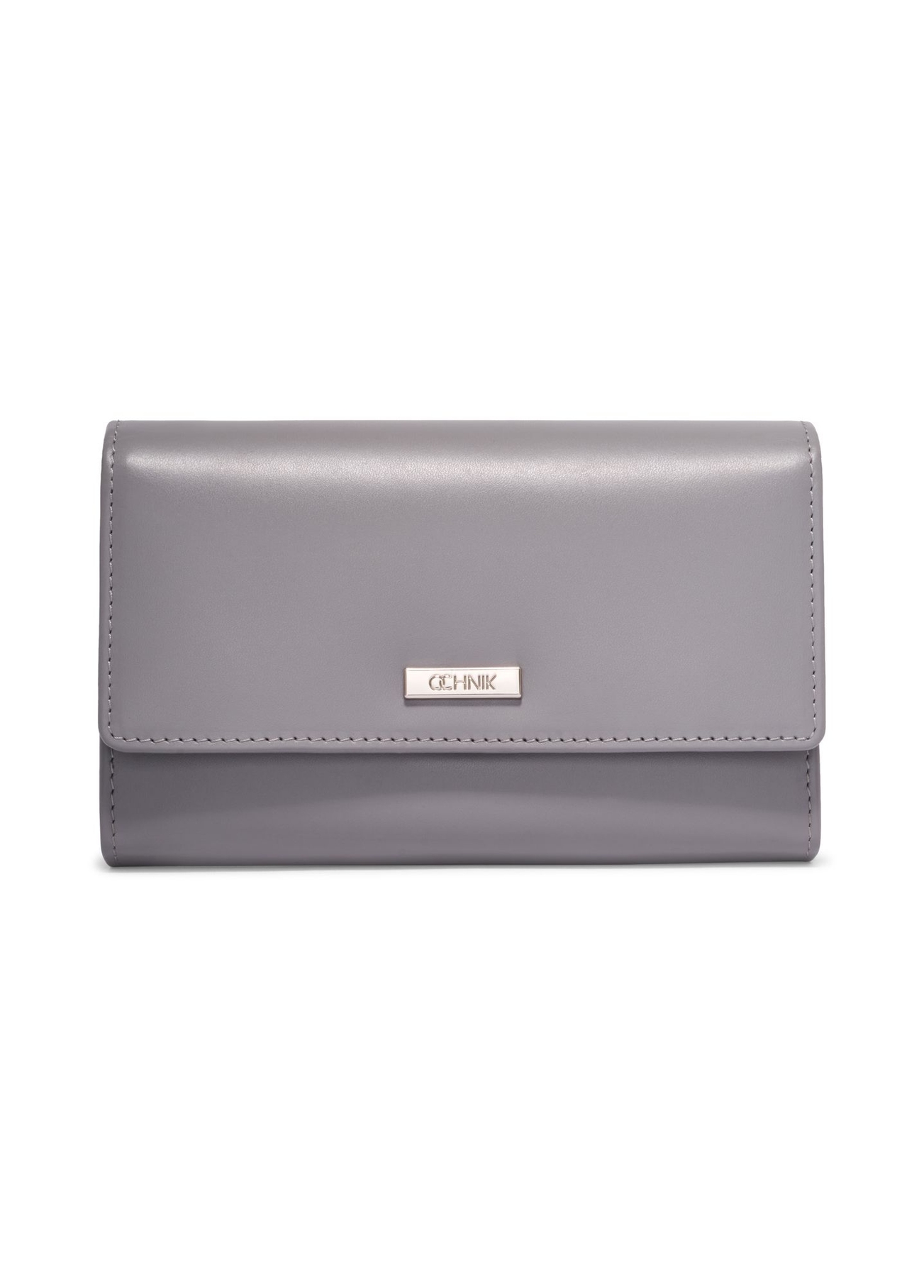 Graphite large leather women's wallet PORES-1024-9D(Z26) - front product view, on white background.