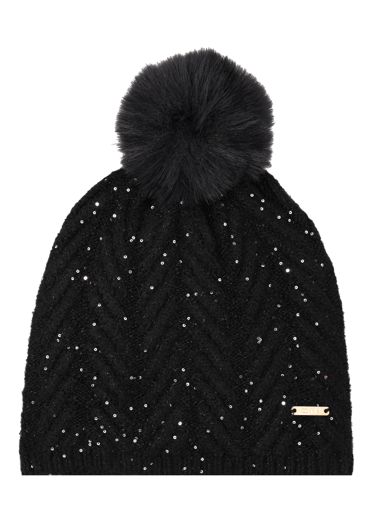 Black hat and scarf set ZESTD-0014-99(Z26), front view of the hat on a white background.