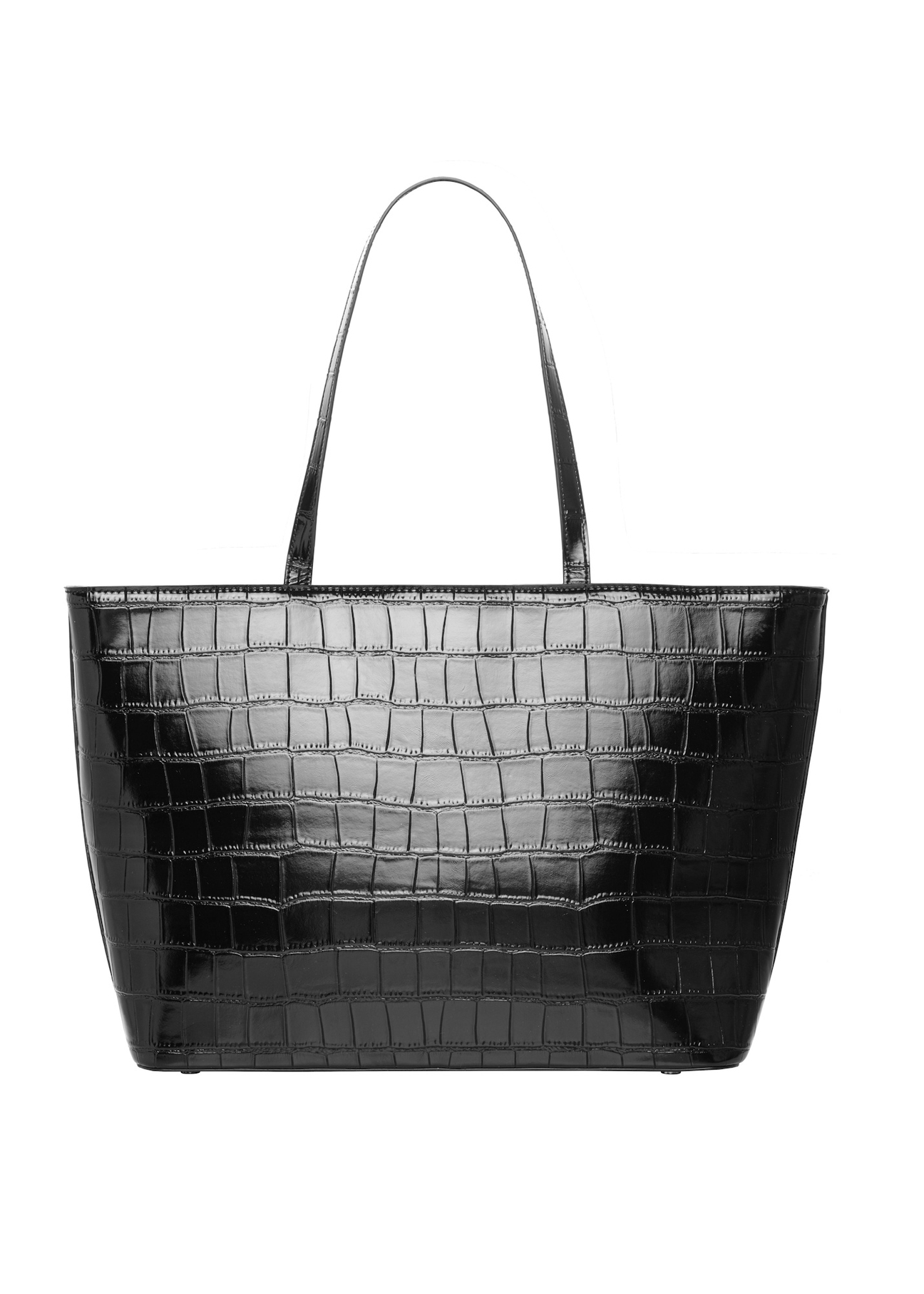 Black croco shopper bag TOREC-1242-9G(Z26), product view from the back on a white background.