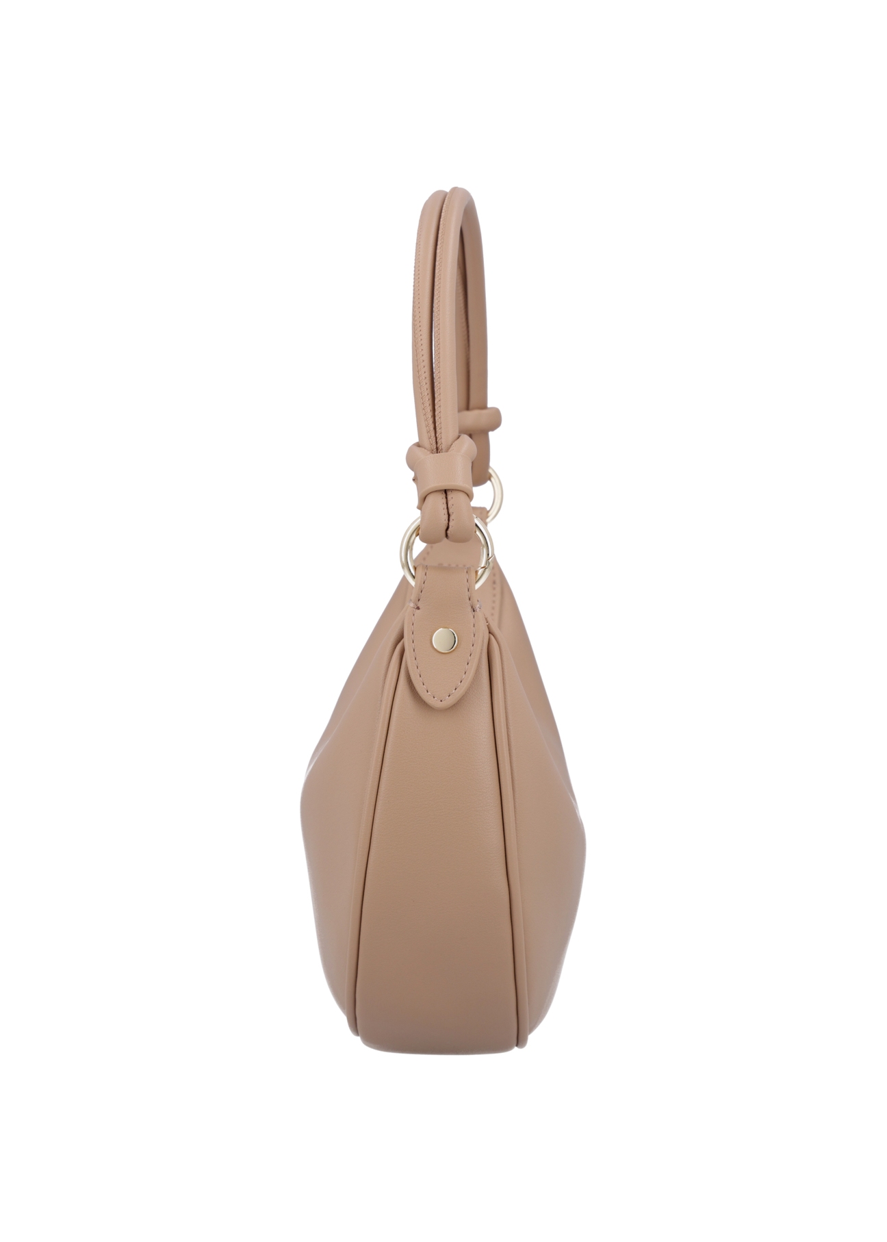 Beige small women's hobo bag TOREC-1097-1B(Z26), product view from the side on a light background.