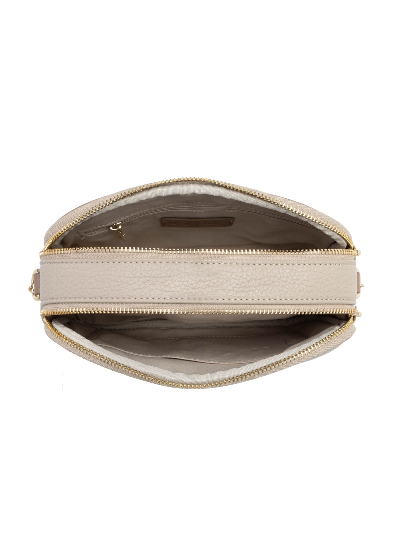 Small beige women's handbag TOREC-1164-1D(W26), product view inside on white background.