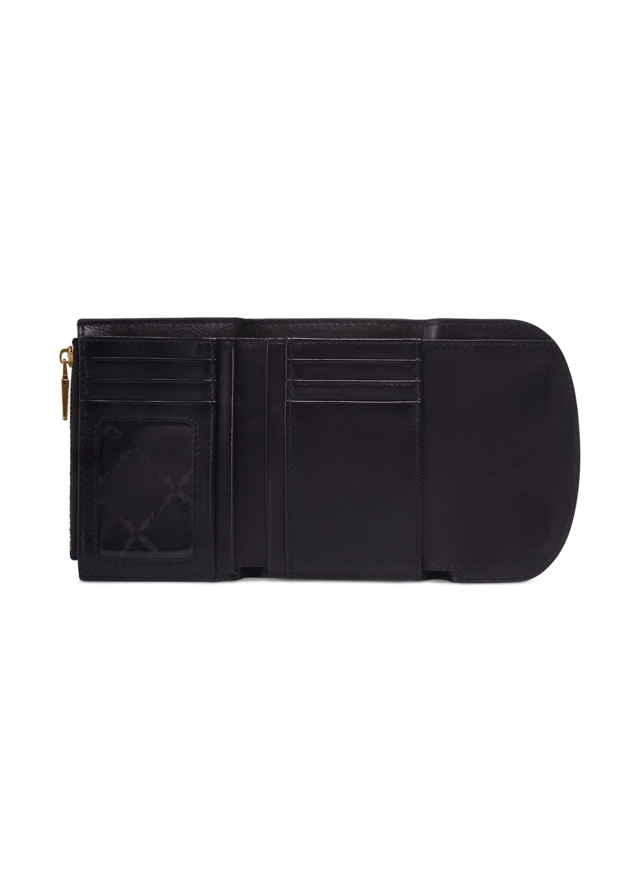 Black leather women's wallet PORES-0996-99(Z26), product view inside on white background.