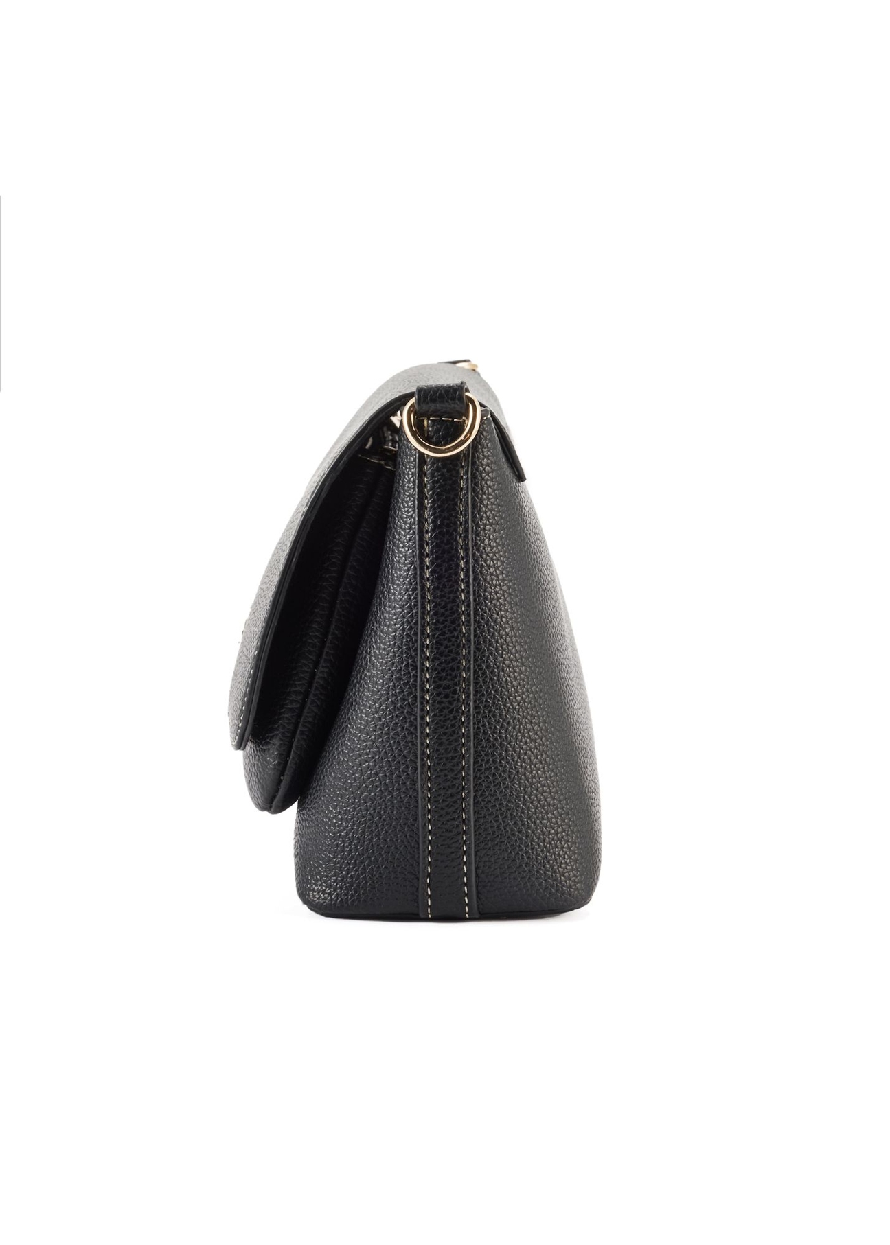 Black women's shoulder bag TOREC-1063-9I(Z26) - side view of the product, on a white background.