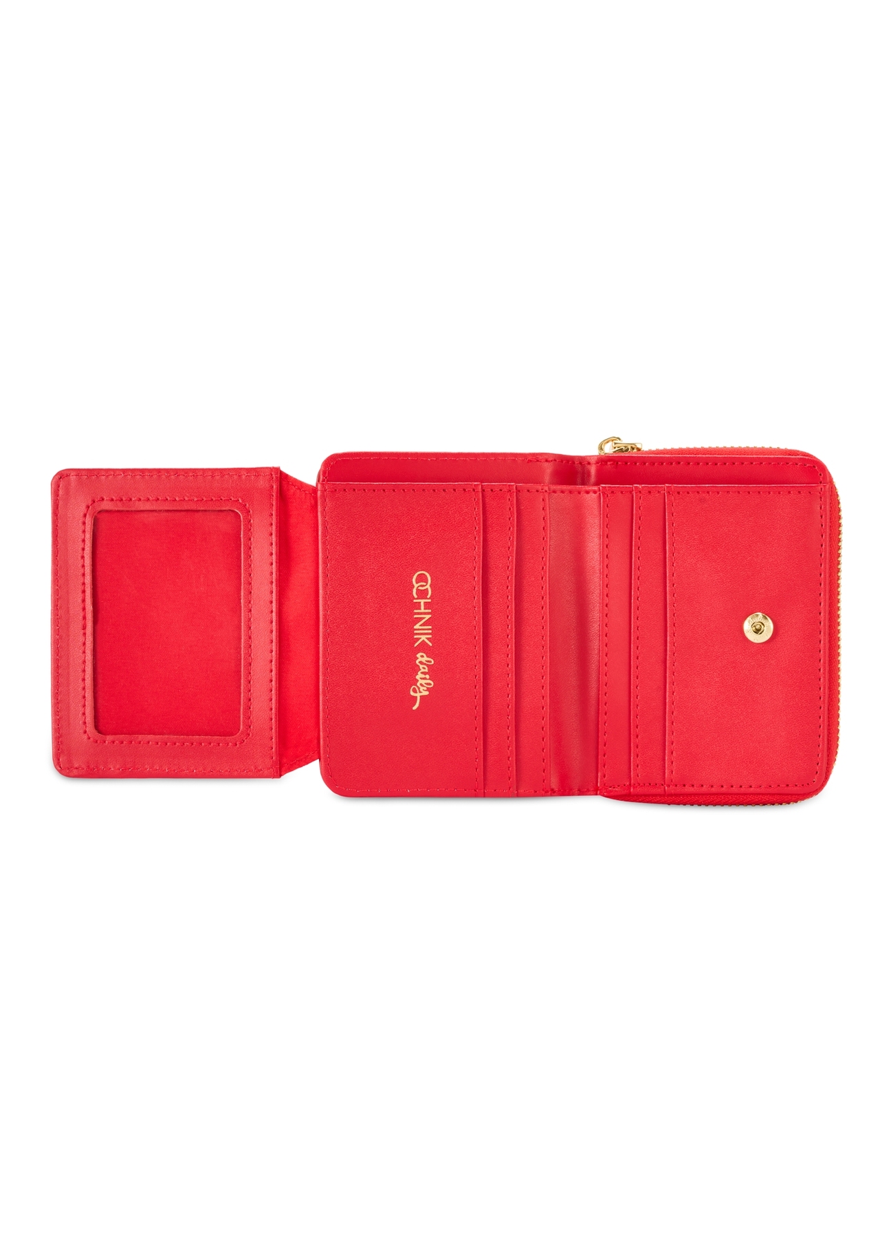 Small red women's croco wallet POREC-0352A-42(Z25), product view from the inside on a white background.