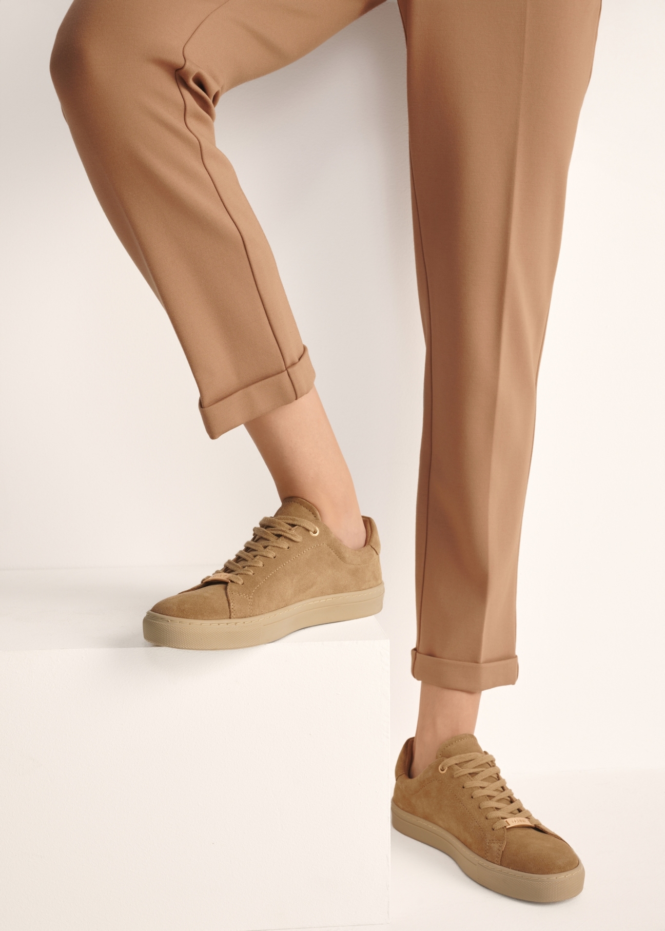 Suede beige women's sneakers BUTYD-1068-82(Z25)