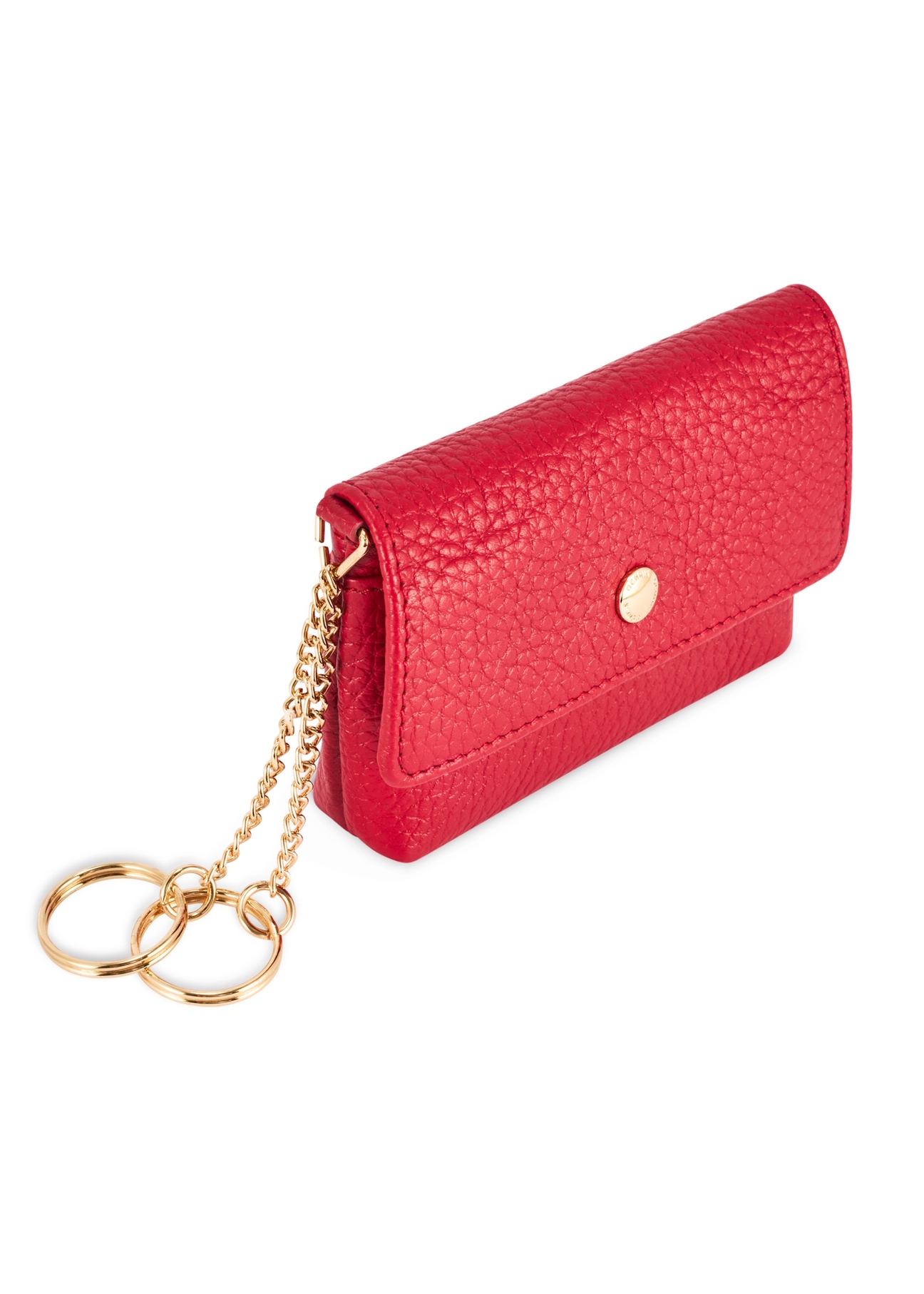 Red small leather women's wallet PORES-0895G-42(Z25), close-up of the chain on a white background.