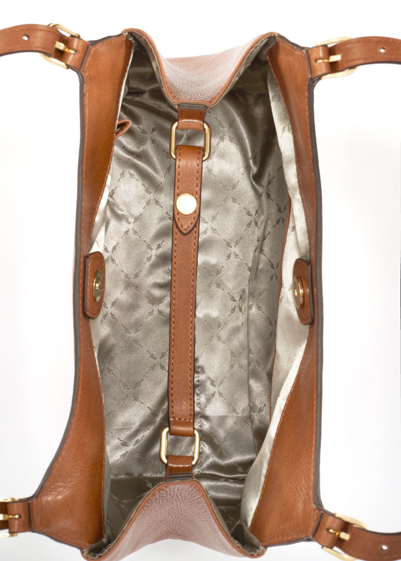 Brown leather women's handbag TORES-1106-1F(W26) - top view of the product on a white background.