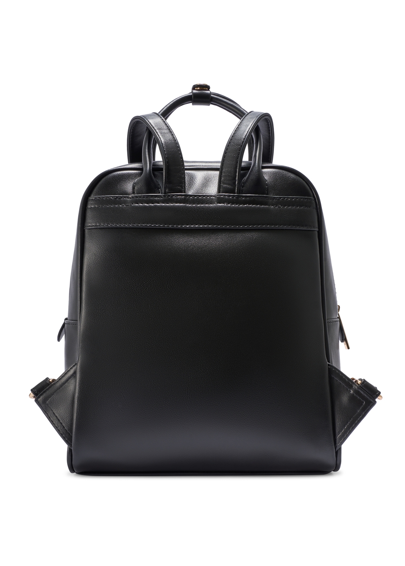 Black women's imitation leather backpack TOREC-1129-99(W26), product view from the back on a white background.