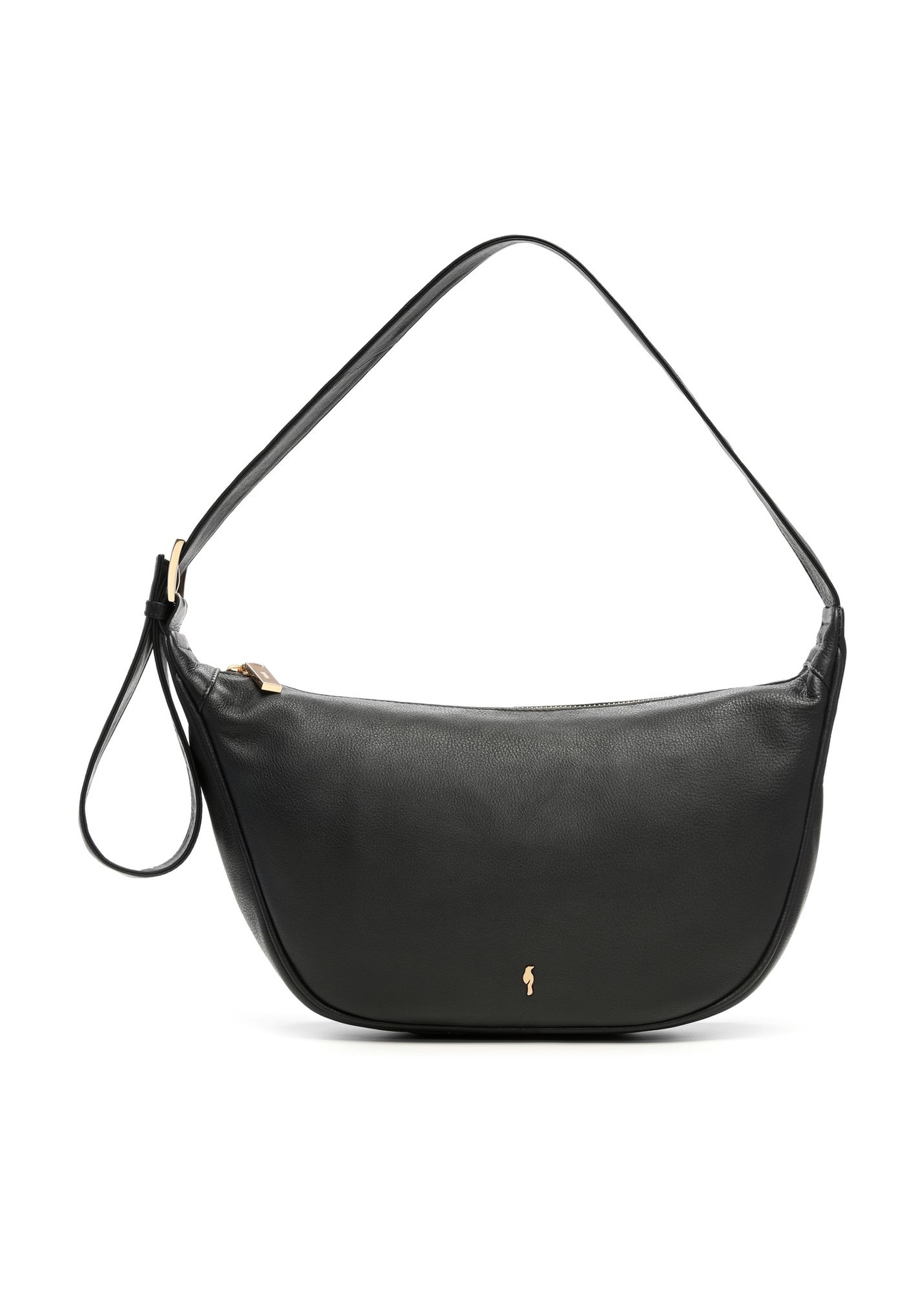 Black leather shoulder bag TORES-1317-99(Z26) - front product view, on white background.