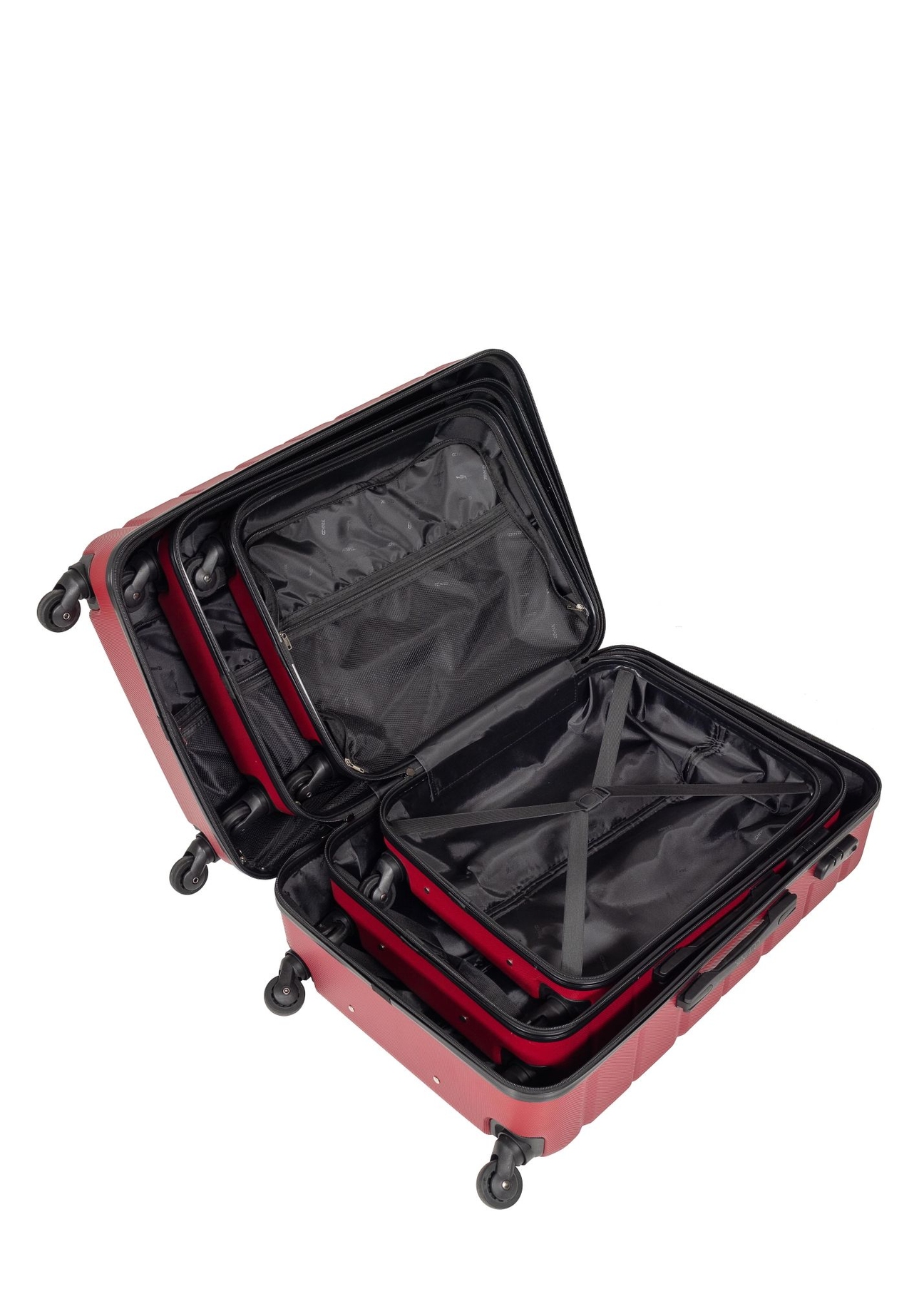 Set of 19''/24''/28'' trolley suitcases WALAB-0067-4D(W26), product view inside on white background.