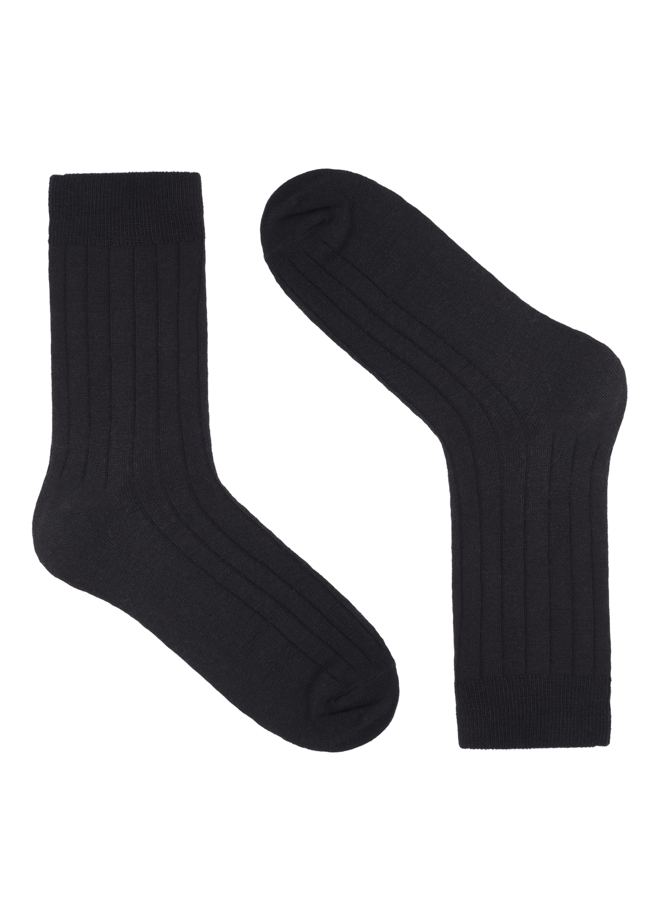 Black merino wool socks SKAMT-0206-99(Z26), product view from the front on a white background.