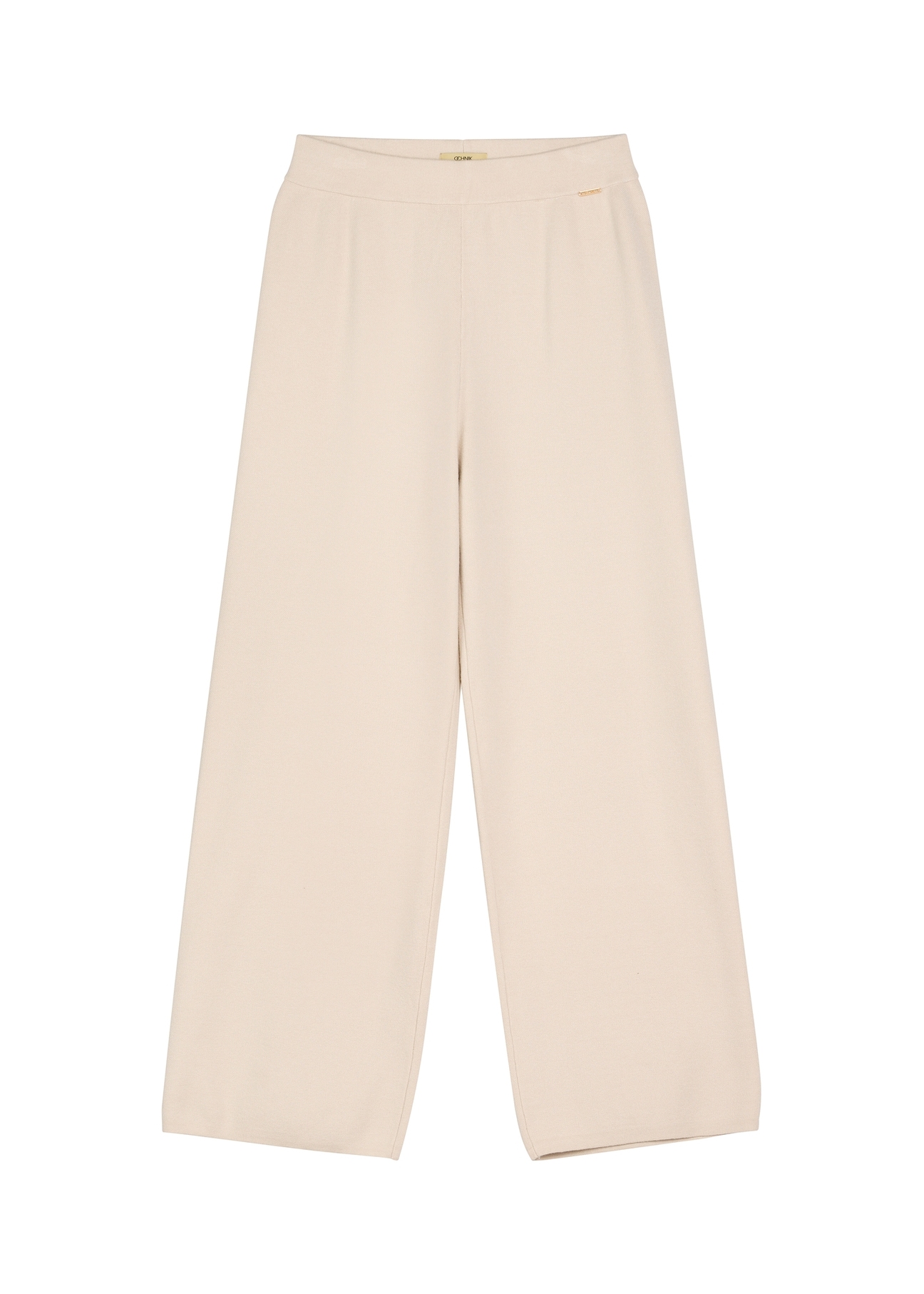 Beige women's wide leg trousers SPODT-0121-1A(W26), product view from the front on a white background.