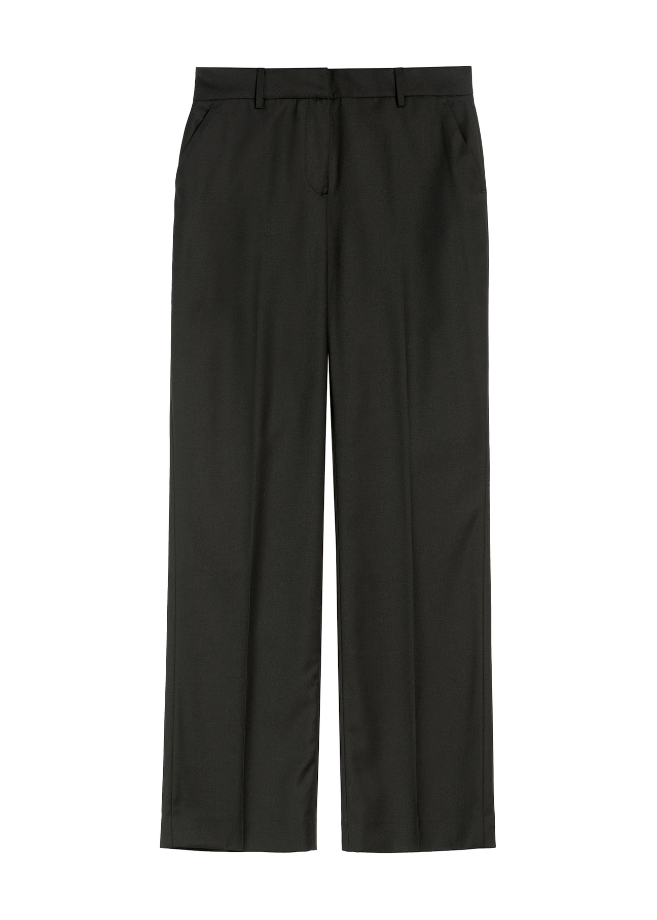 Black women's trousers with a crease SPODT-0114-99(Z25), product view from the front on a white background.