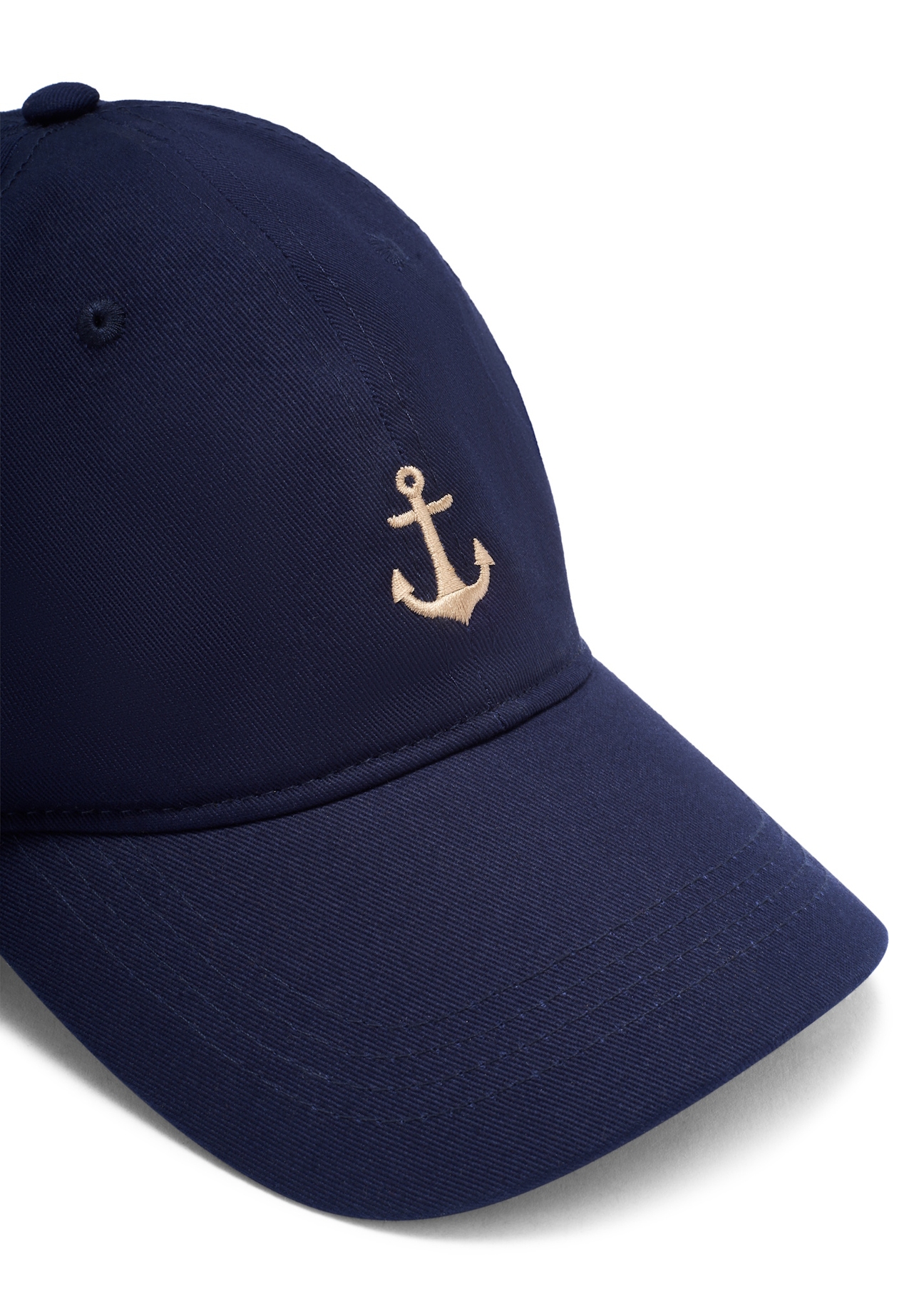 Navy blue unisex baseball cap CZALT-0018-7D(W26), close-up of the product detail on a white background.