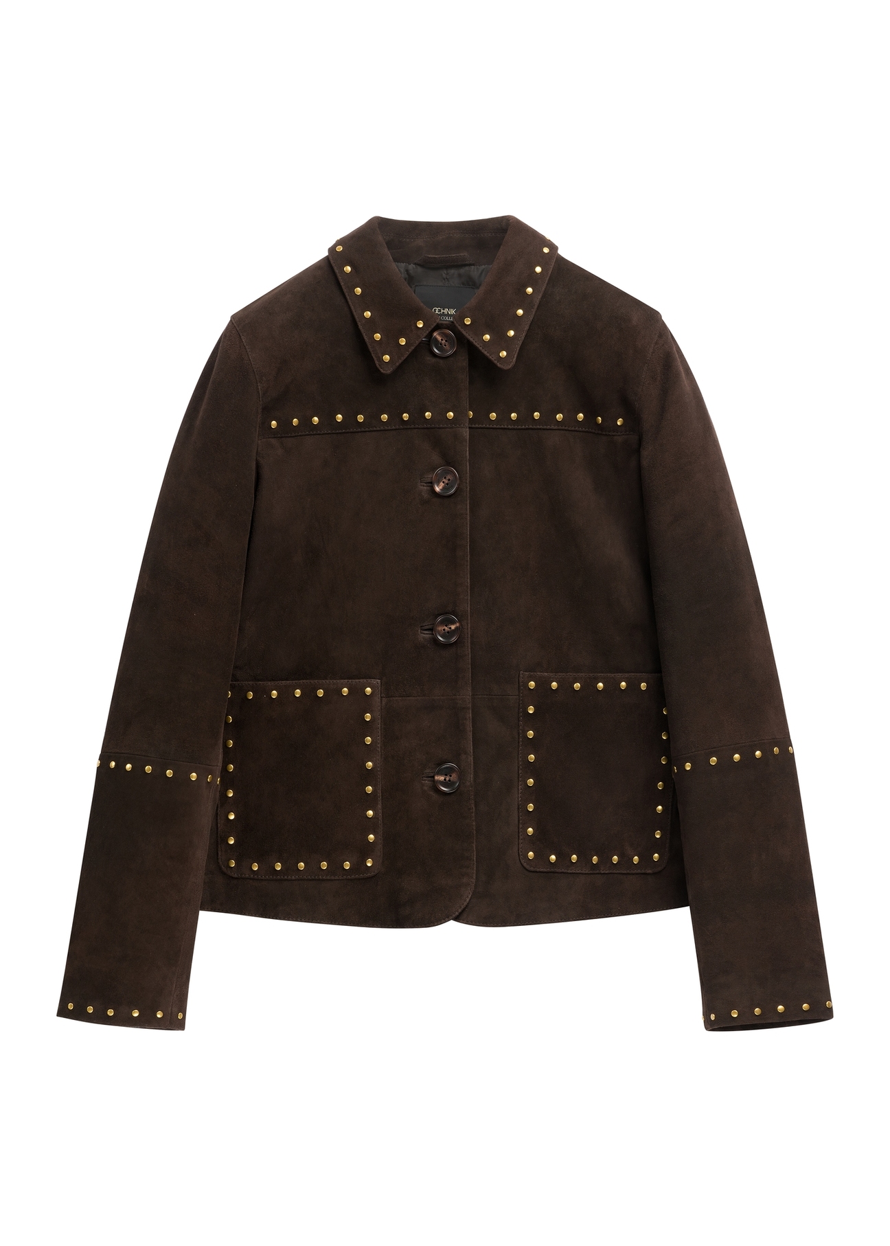 Brown suede women's jacket KURDS-0614-1I(Z26), front product view on white background.