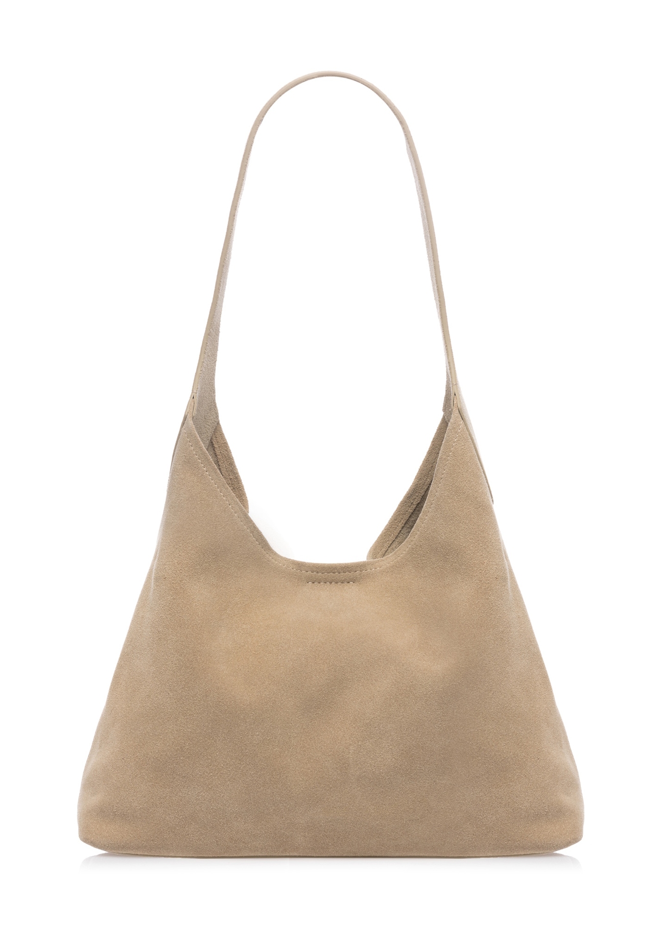 Cream suede women's handbag TORES-1308-0B(W26), product view from the back on a white background.