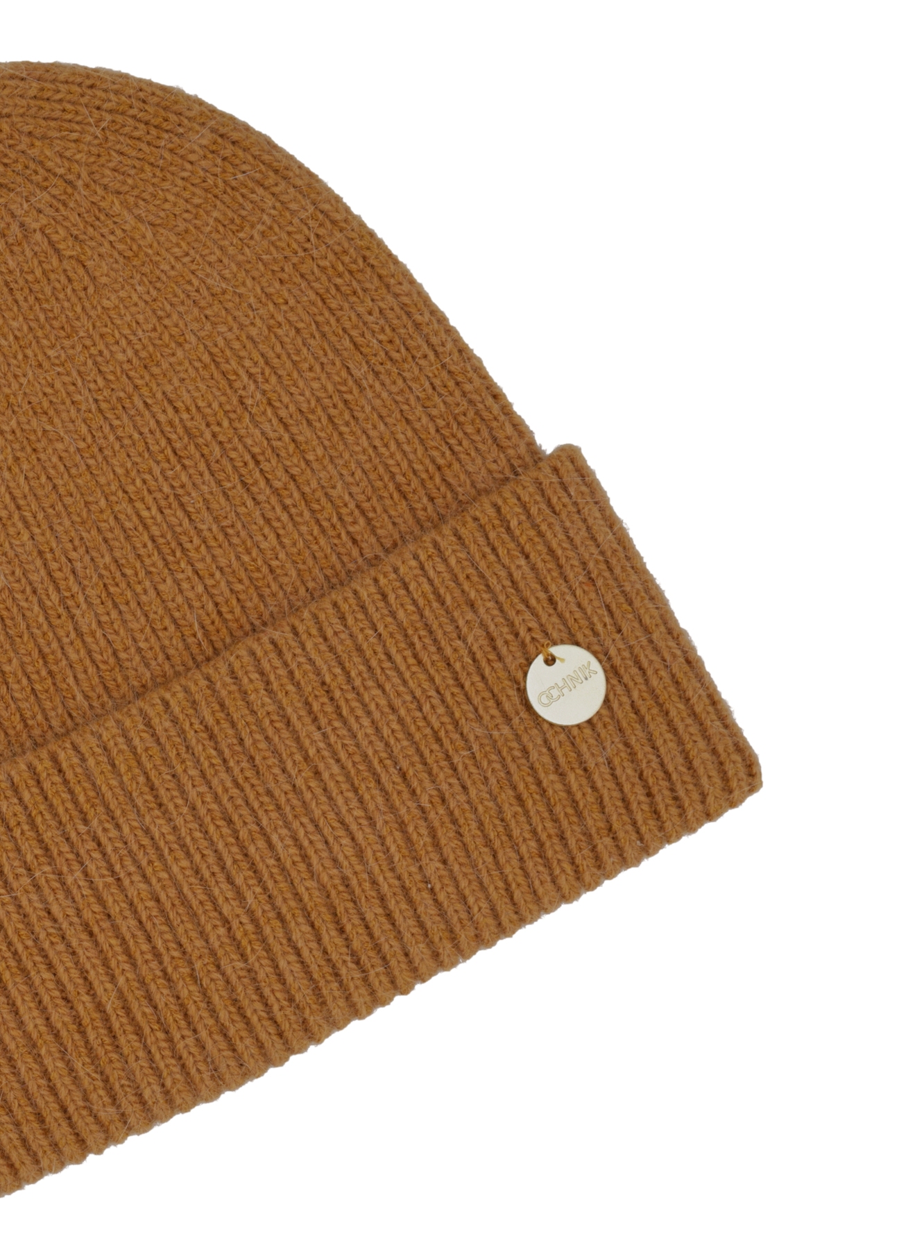 Mustard women's hat CZADT-0206-2D(Z26), close-up of the product detail on a white background.