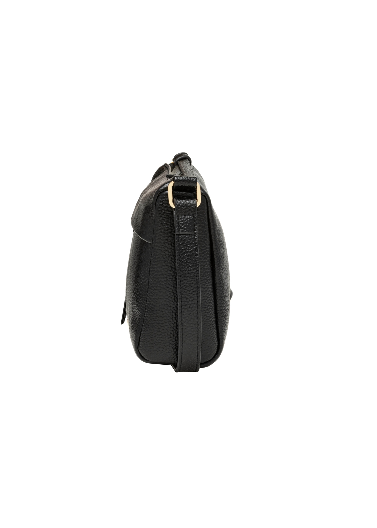 Small black women's handbag made of imitation leather TOREC-1367-9I(Z26), product view from the side on a white background.