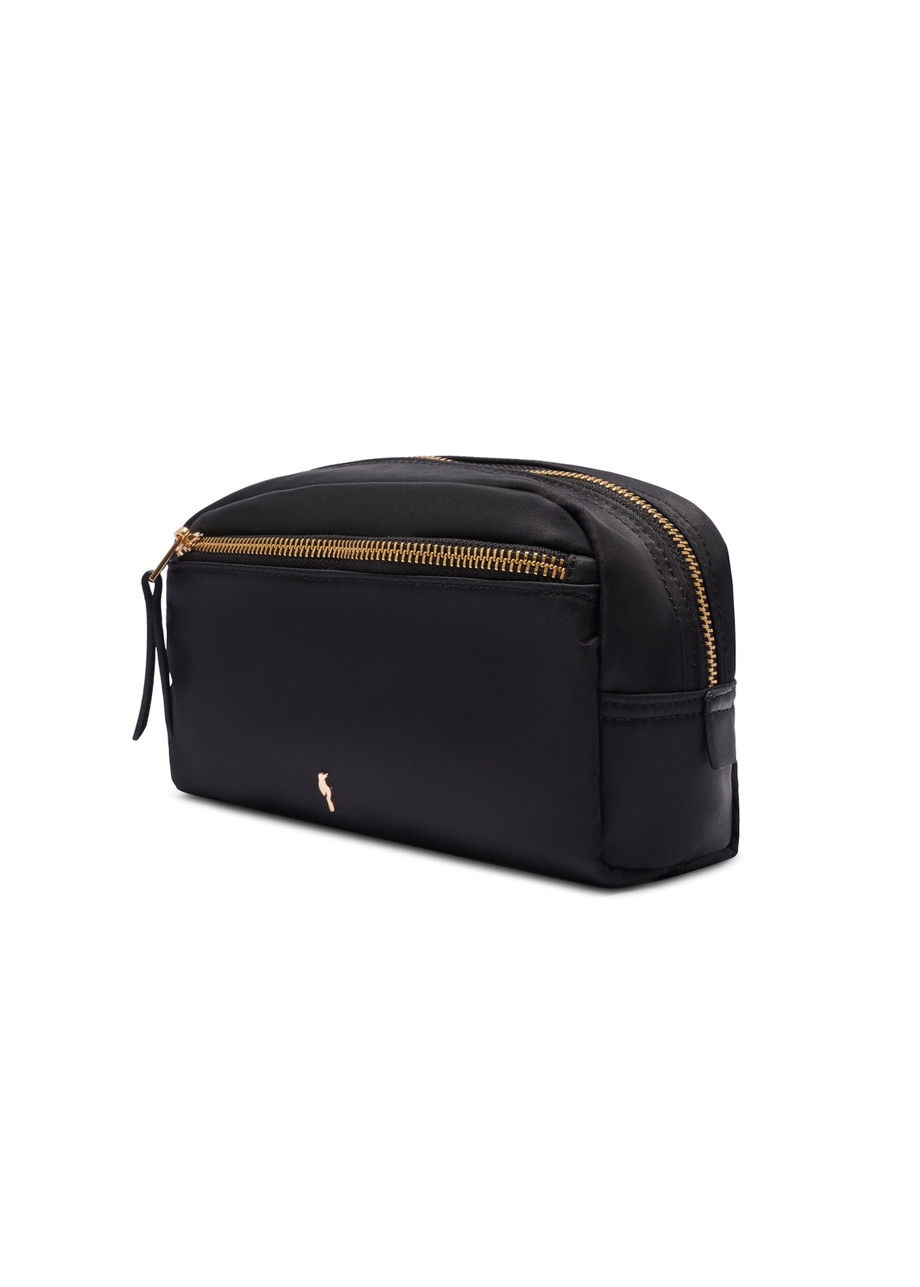 Black women's cosmetic bag TOREN-0347-99(W26), diagonal product view on a white background.
